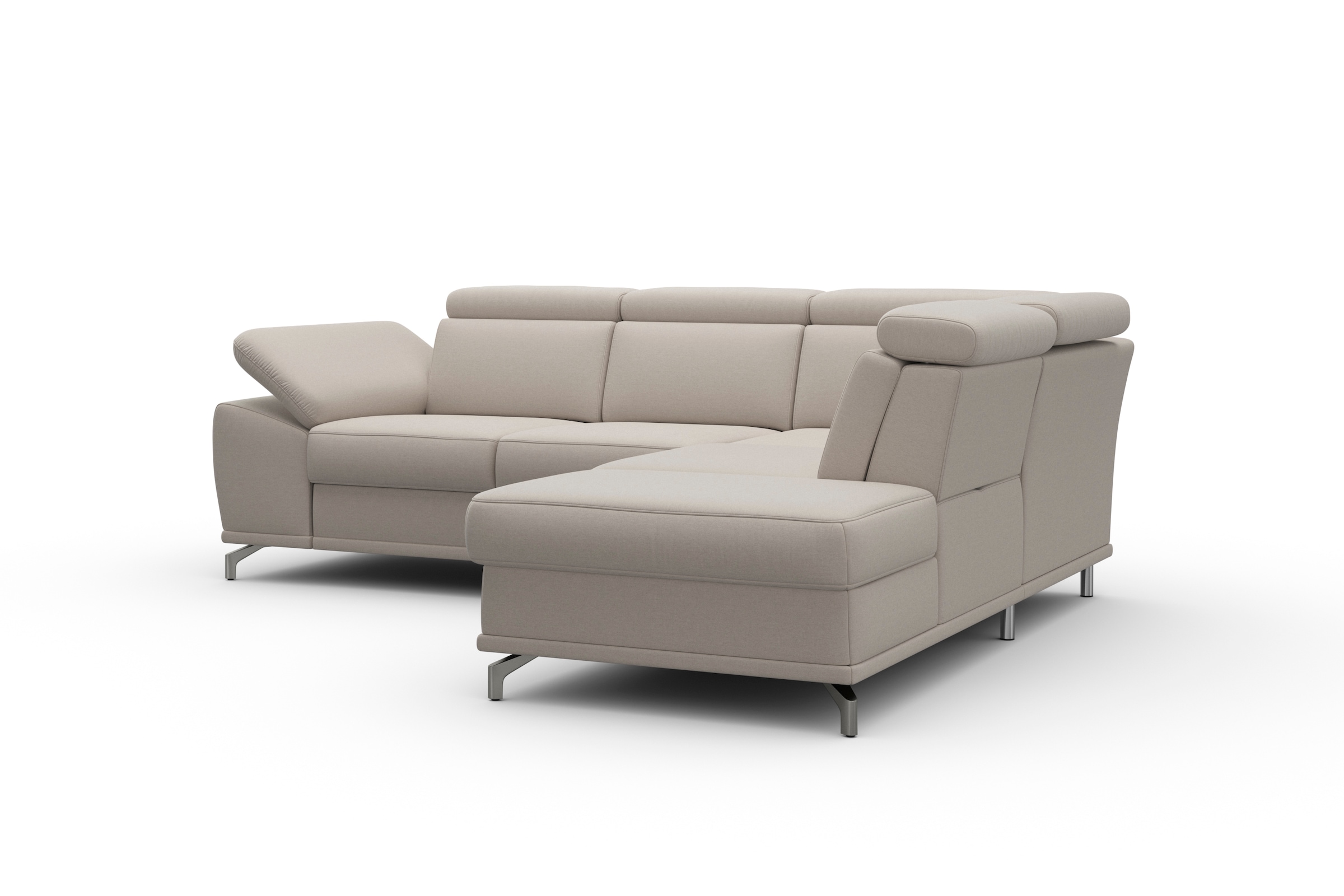 sit&more Ecksofa »Cabrio L-Form, mit Sitztiefenverstellung, Arm- und Kopfteilverstellung«, 3 Nierenkissen, Federkern, optional Bettfunktion und Stauraum