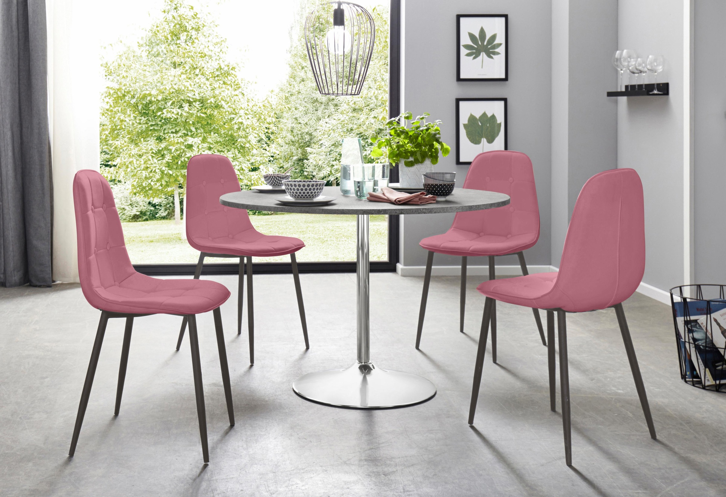 Image of GOODproduct Essgruppe Set, 5 Stk. tlg. mit rundem Tisch im Zement-Optik