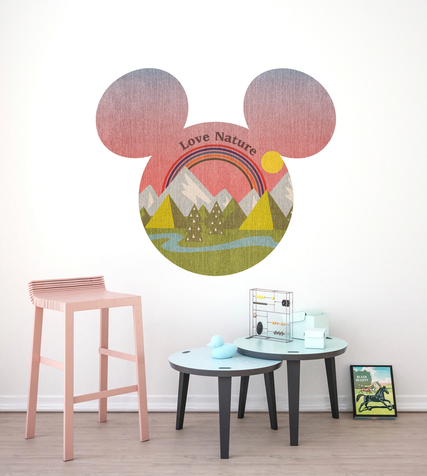 Komar Vliestapete »Vlies selbstklebend - Mickey Head Summer Hike - Grösse 125 x 125 cm« bedruckt glatt Kinderzimmer