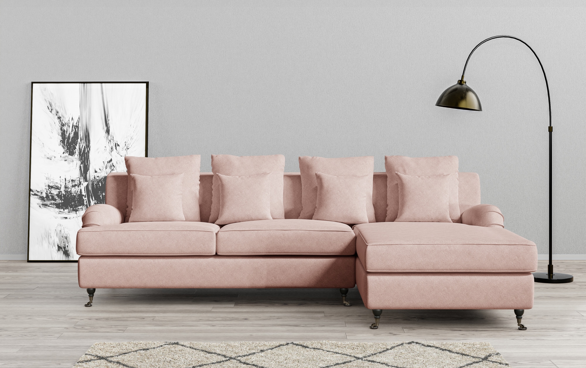 Guido Maria Kretschmer Home&Living Ecksofa »NORIN L-Form«, zwei Fussarten: vorne - Rollen, hinten - Holzfüsse