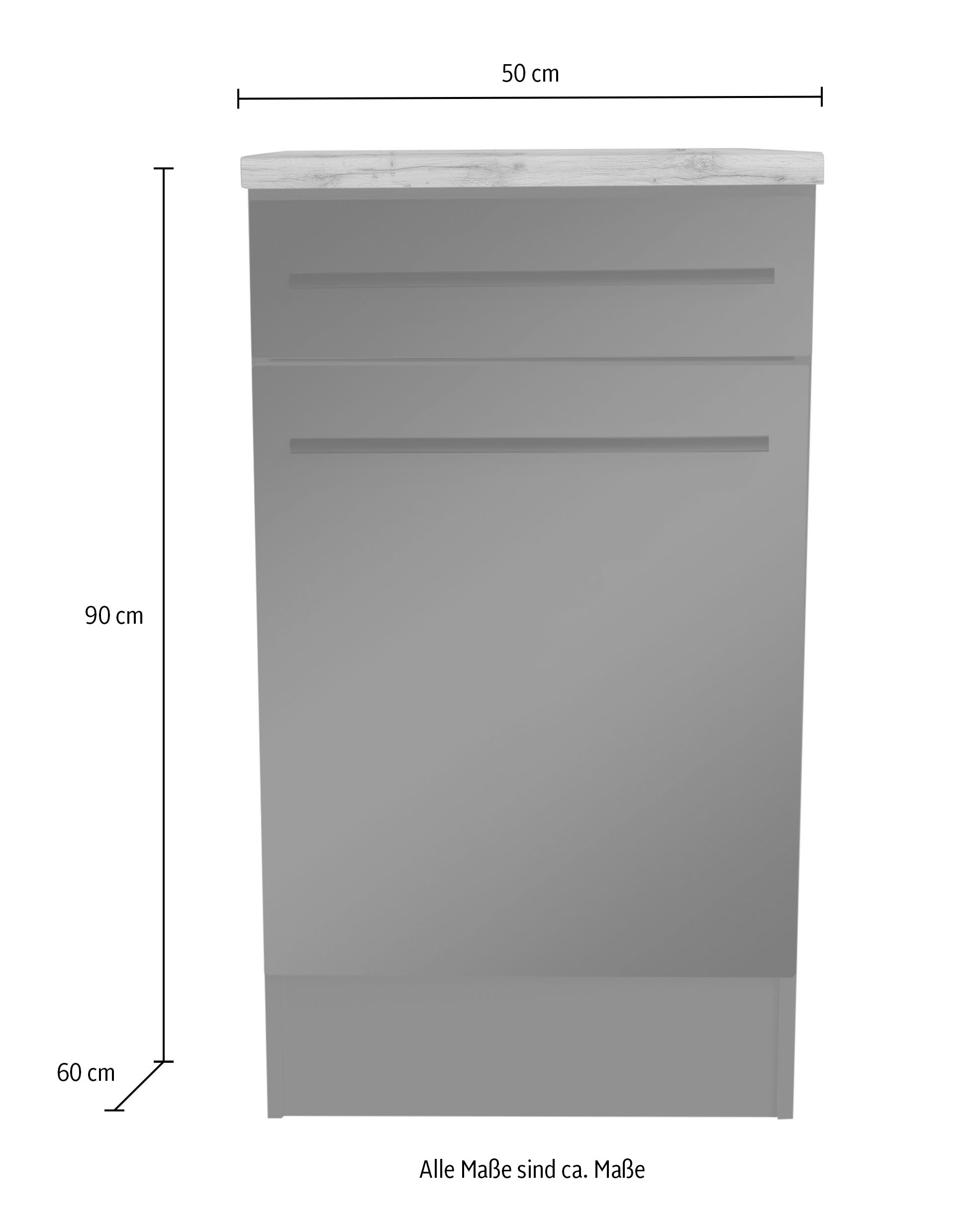 BASIC by Balculina Armoire basse »Jazz 50er Unterschrank, Küchenschrank BxHxT 50x90x60 cm« 1 cuis tlg. meuble bas avec 1 porte, 1 tiroir et 1 étagère