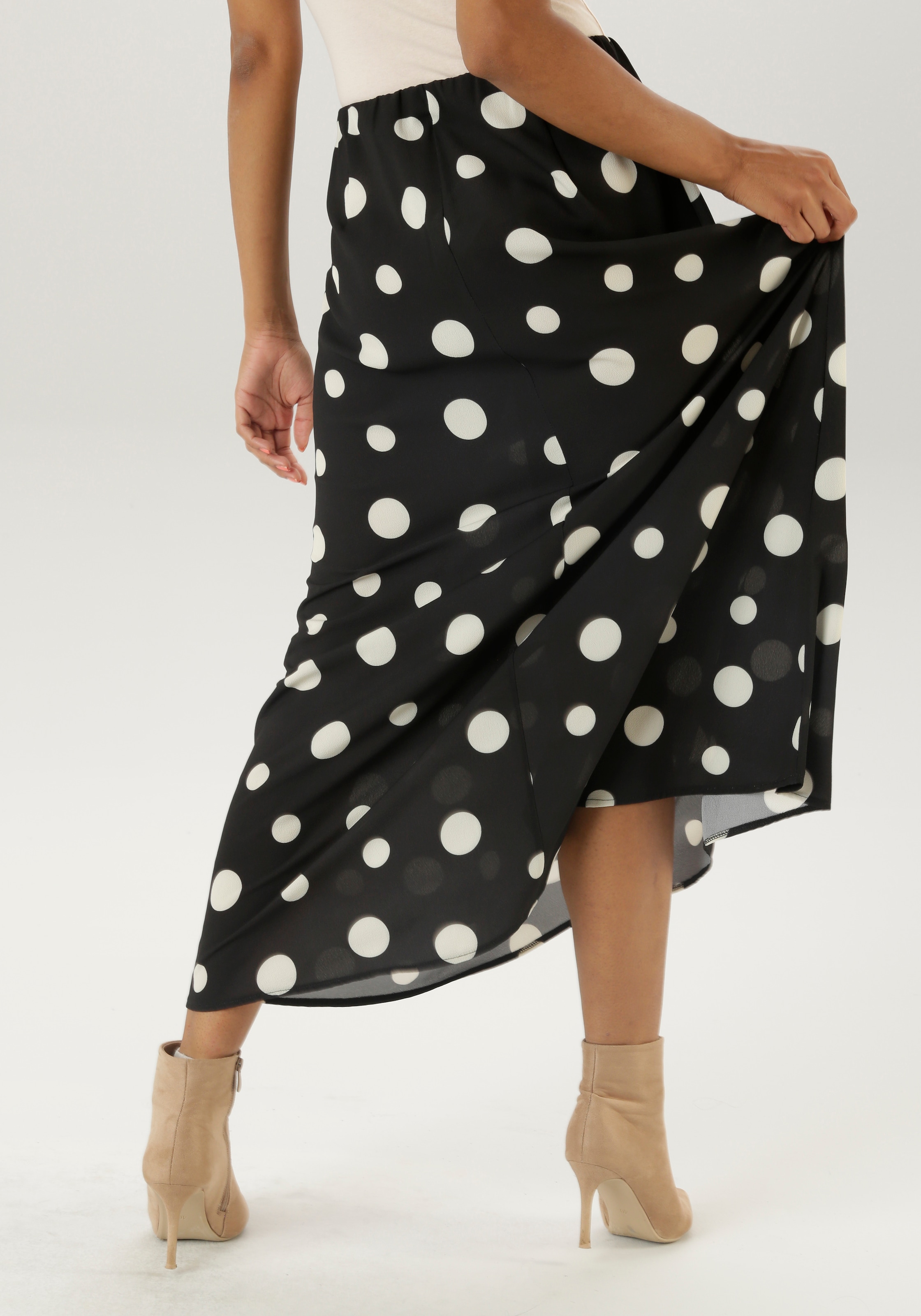 Aniston SELECTED Maxirock, mit grossen Punkteprint und elastischen Gummiband - NEUE KOLLEKTION
