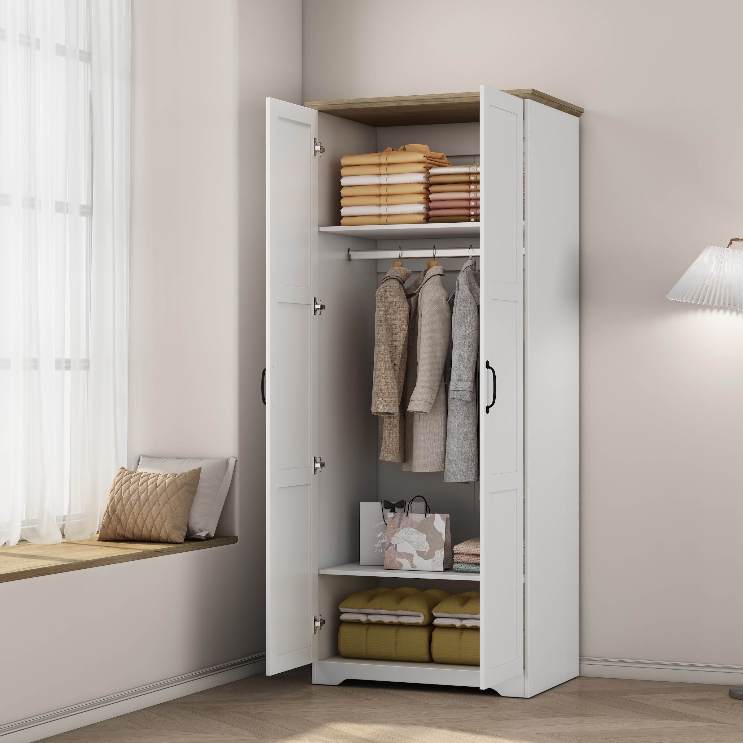 GOODproduct Kleiderschrank »Emmilia Schrank Schlafzimmerschrank im Landhaus Design« Landhaus Schrank mit  2 Türen in Breite 82,7cm, Höhe 2m