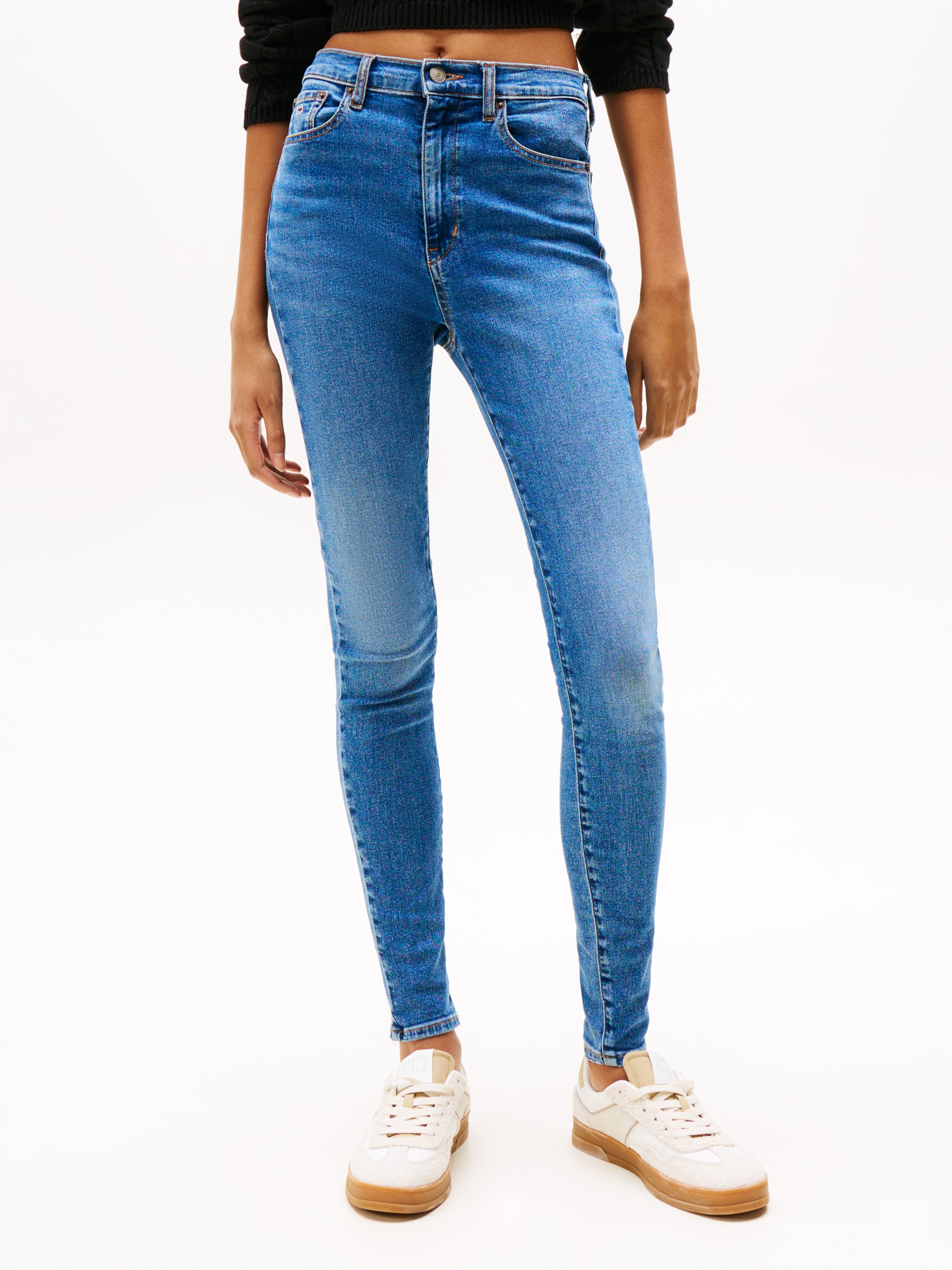 Image of Tommy Jeans Skinny-fit-Jeans "Sylvia High Rise Skinny" in Knöchellänge, in blauer Waschung