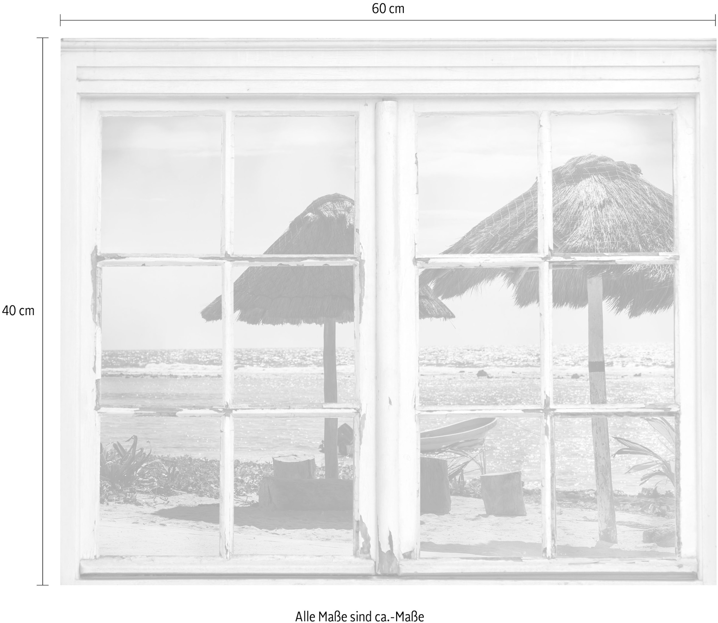 queence Autocollants muraux »Strand« Wandsticker, Wandbild, selbstklebend, 3D, Fenster