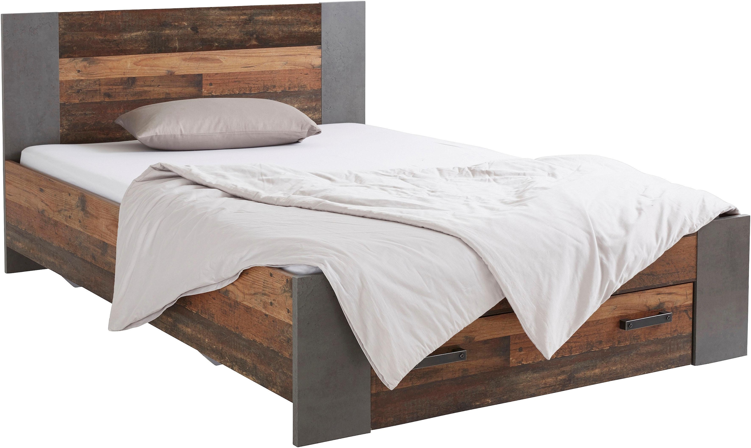 Image of FORTE Bett "Clif, Jugendbett, Belastbarkeit 120 KG, Schubkasten optional" Liegefläche 140cmx200cm, Industrial Design