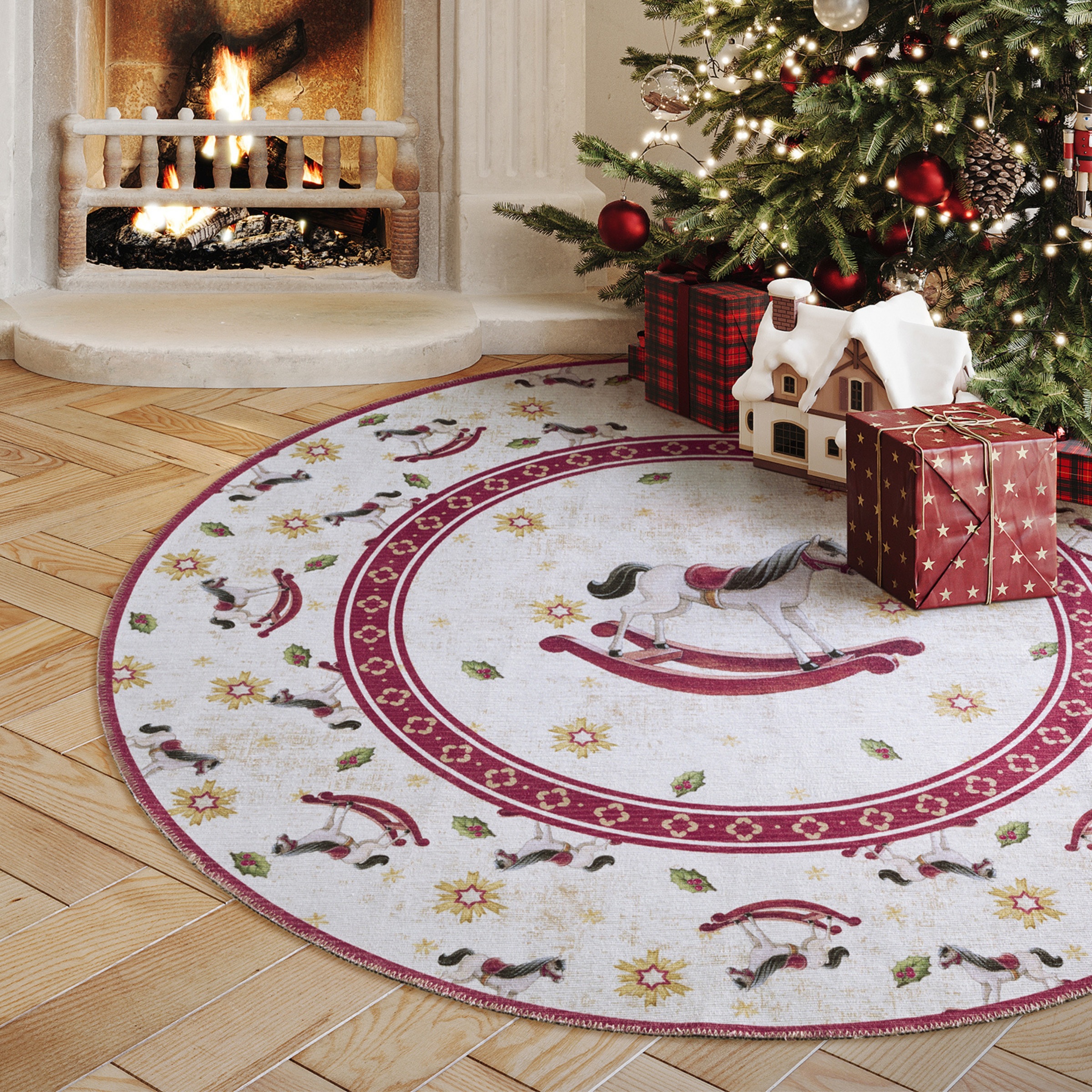 Image of Villeroy & Boch Teppich "Toys Delight Limited Edition Santa Claus" rund 3 mm Höhe Limited Edition, Weihnachten, Wohnzimmer, Baumrock, Waschbar, Rund