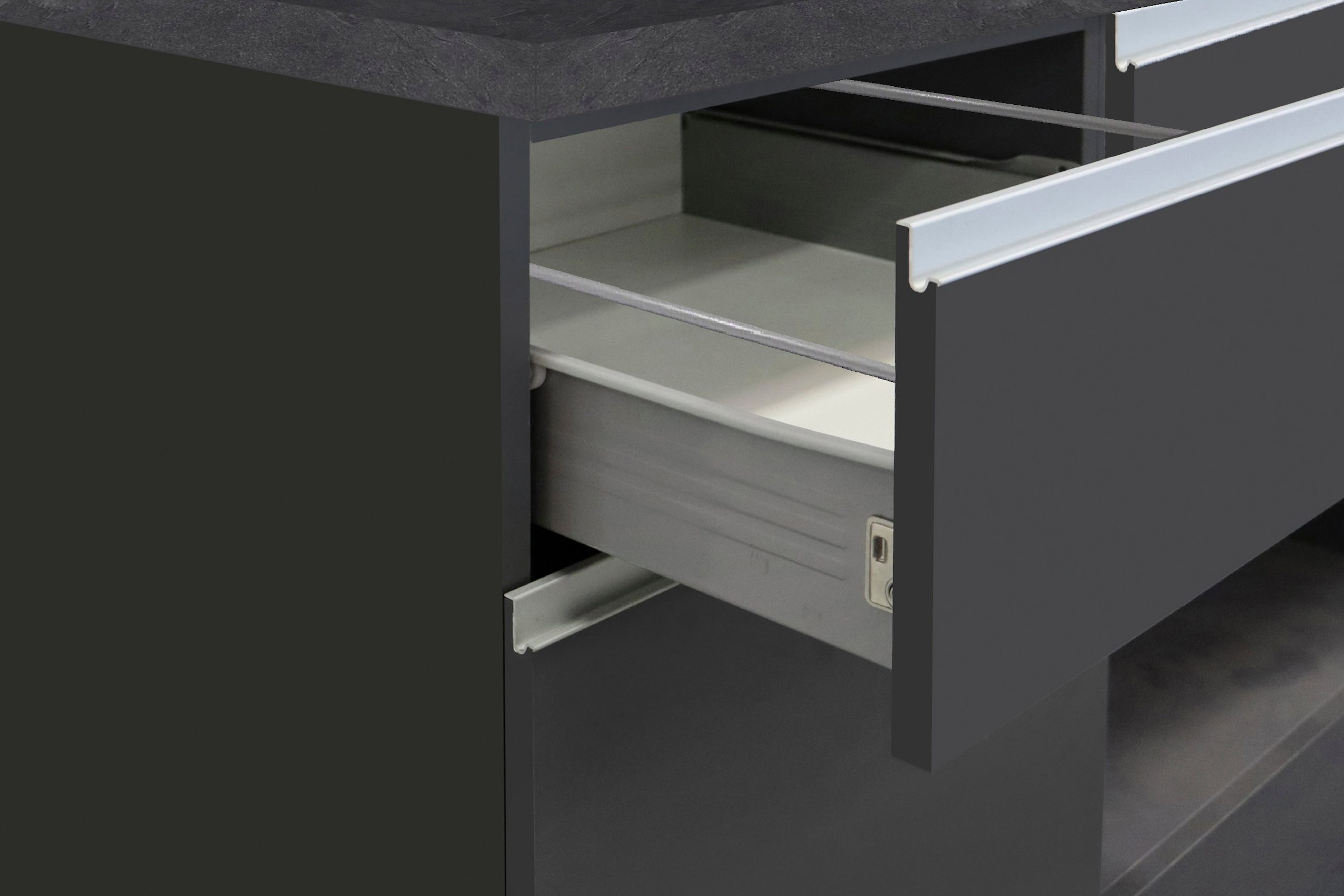 KOCHSTATION Ilot de cuisine »Sole,Kochinsel,Küchenarbeitsblock,Inselküche,Arbeitsinsel« Breite 200 cm mit 4 Türen,4 Schubkästen, Aluminiumgriff