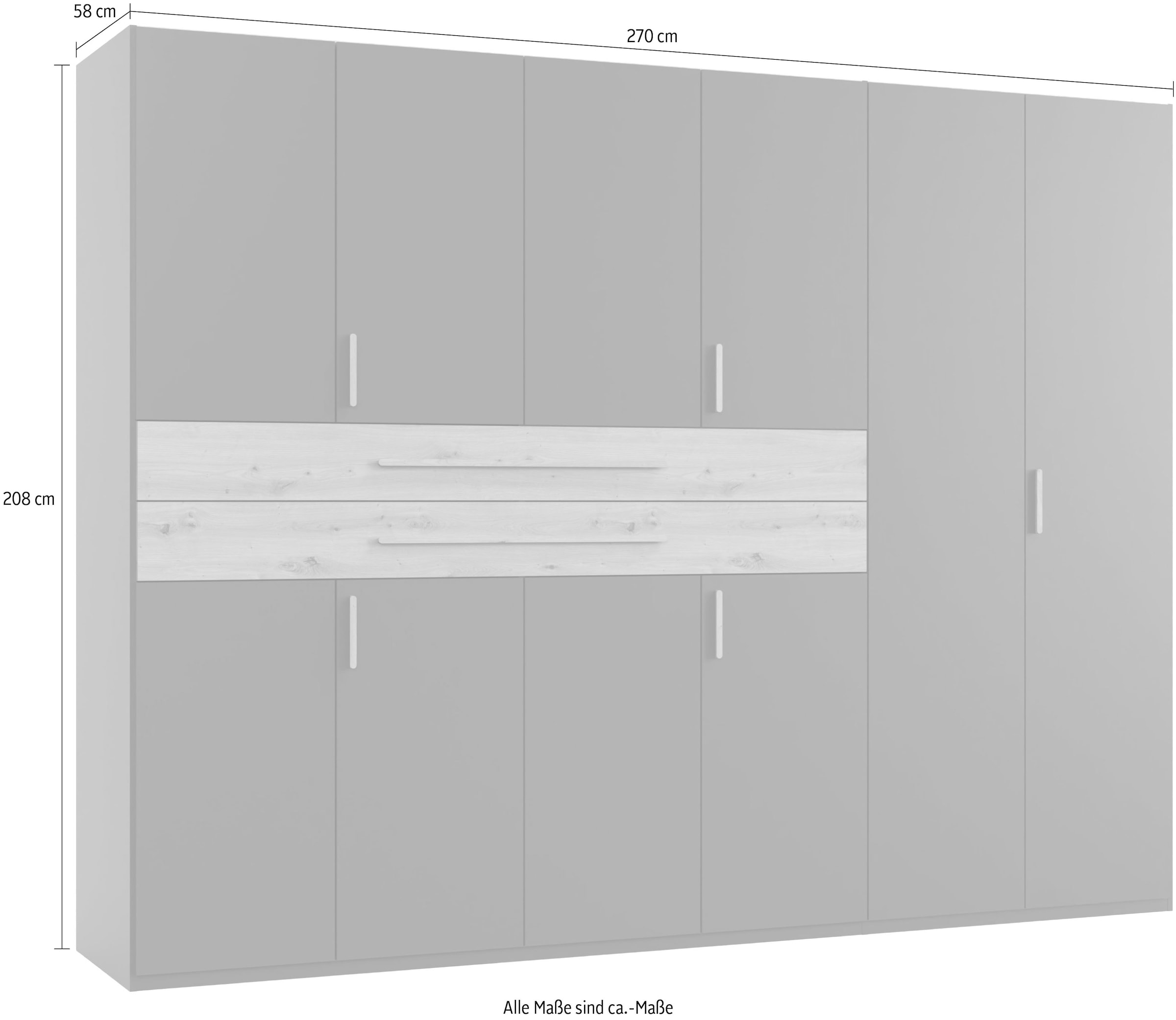 Wimex Armoire à portes battantes »Digit Kleiderschrank wahlweise mit oder ohne Spiegel« Schlafzimmer Schrank Bestseller im modernem Design,  erhältlich in den Breiten 225cm oder 270cm (mit 8 oder 10 Türen)