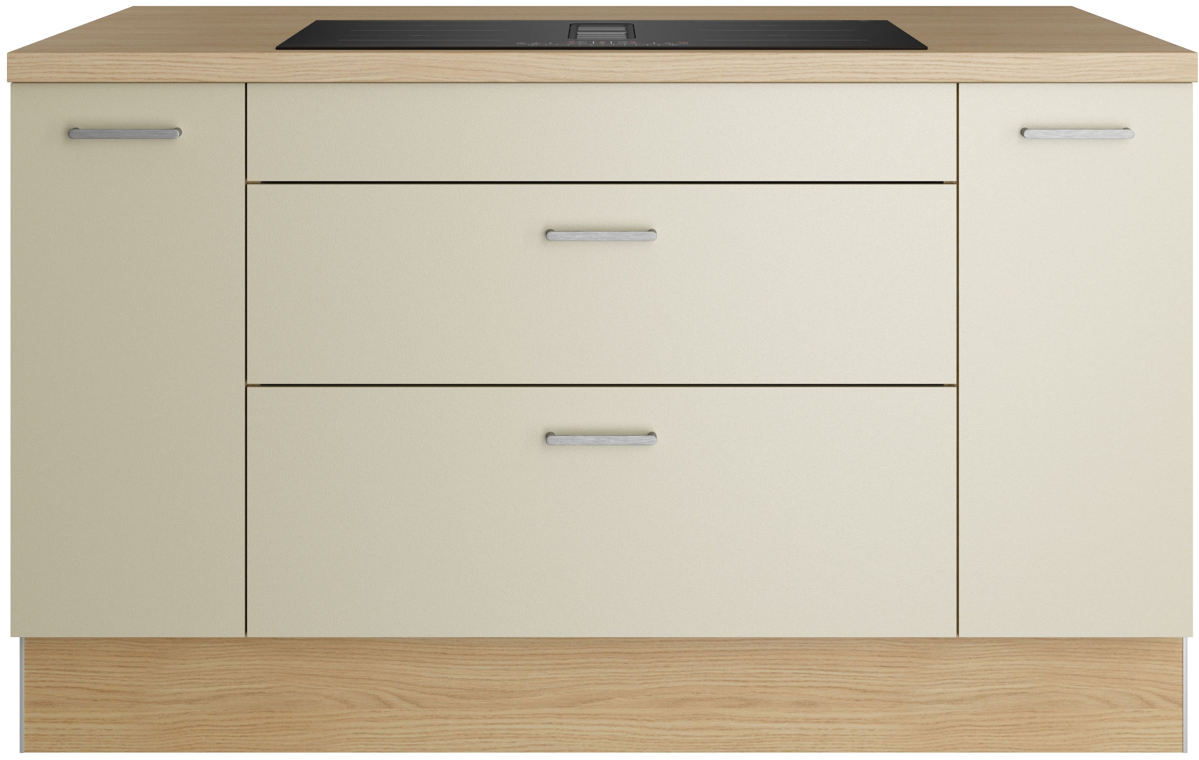 KOCHSTATION Ilot de cuisine »KS-Lucy« Breite 151 cm, Vollauszüge, wahlweise mit Kochfeld mit Muldenlüfter