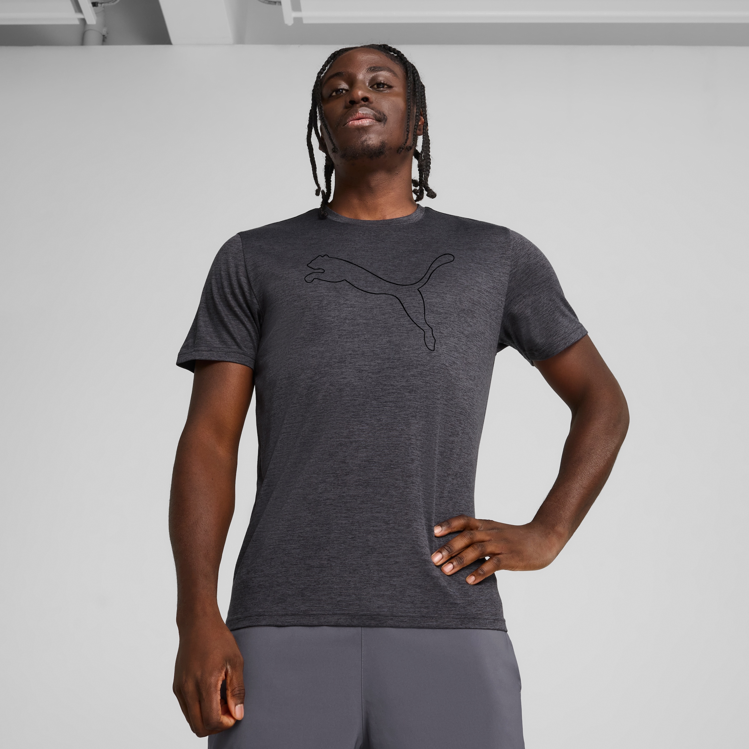 PUMA T-shirt d'entraînement »M TAD ESSENTIAL HEATHER CAT TEE (CF LARGE CAT)« mit Rundhalsausschnitt, mit Kurzarm, für sportliche Aktivitäten