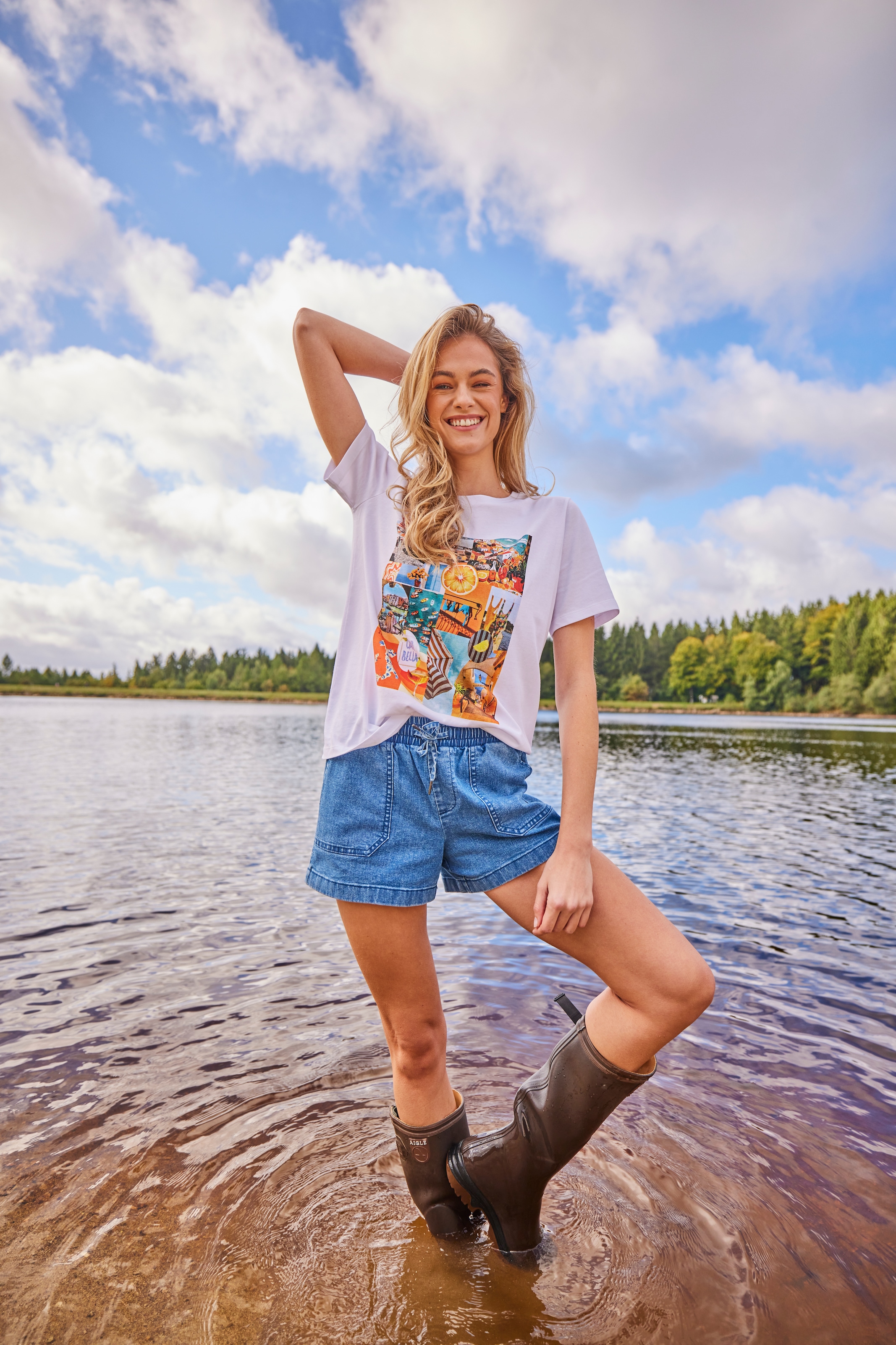 Aniston CASUAL Short  in trendiger Used-Waschung - NEUE KOLLEKTION