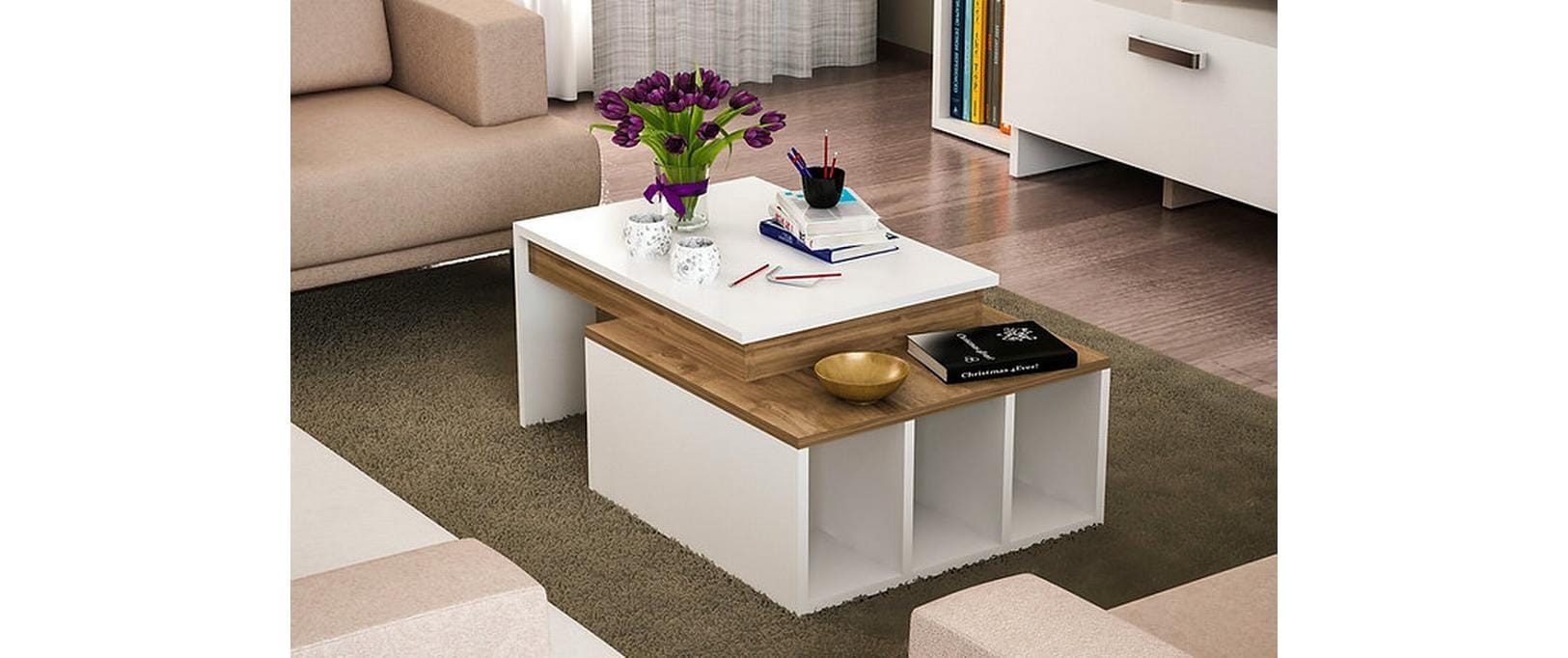 WOODY FASHION Beistelltisch »Kolarado 90 x 37,4 x 60 cm, Nature/Weiss«