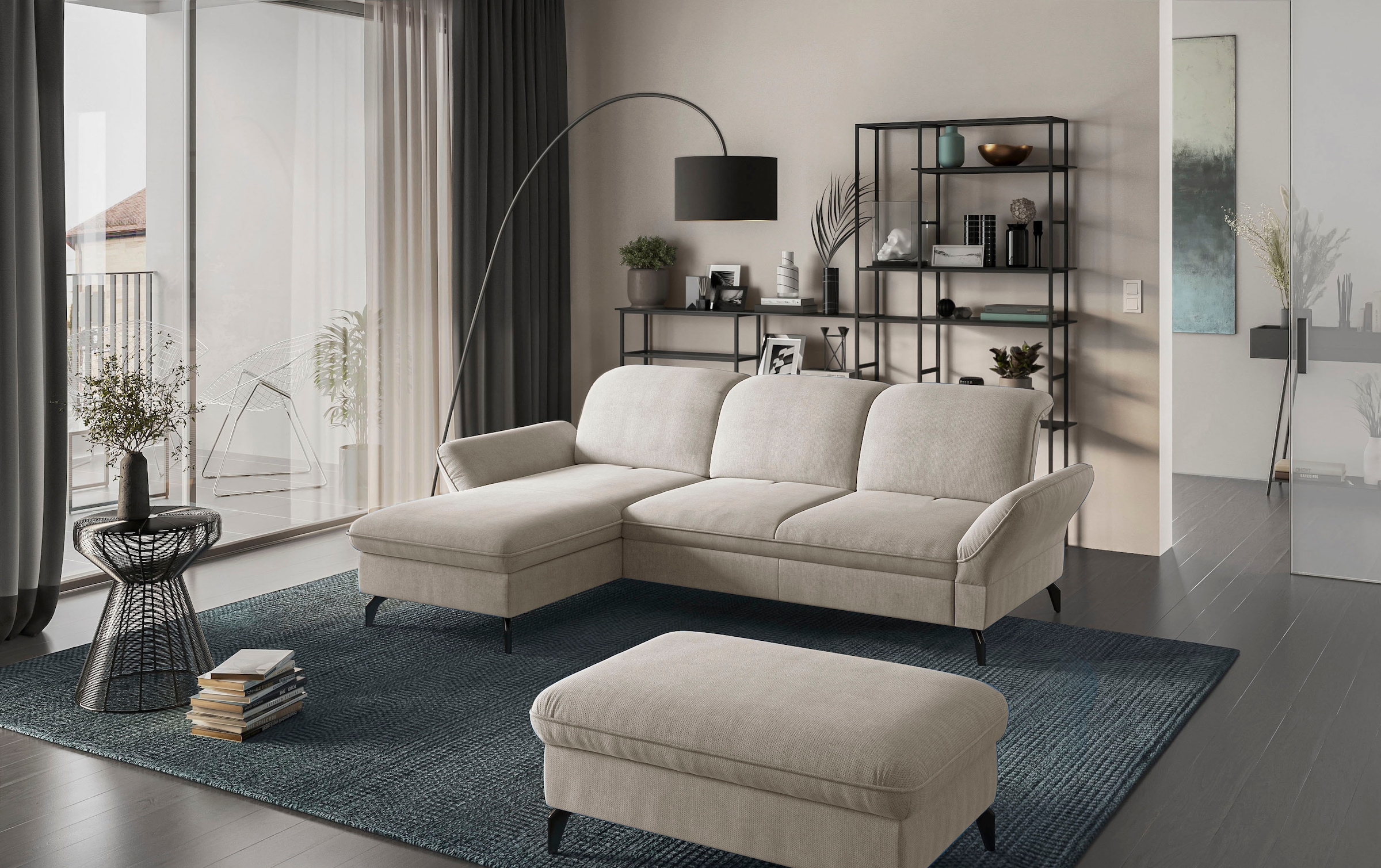 sit&more Ecksofa »Leandro L-Form«, Wahlweise mit Bett-, Kopfteil - und Armlehnfunktion, sowie Bettkasten