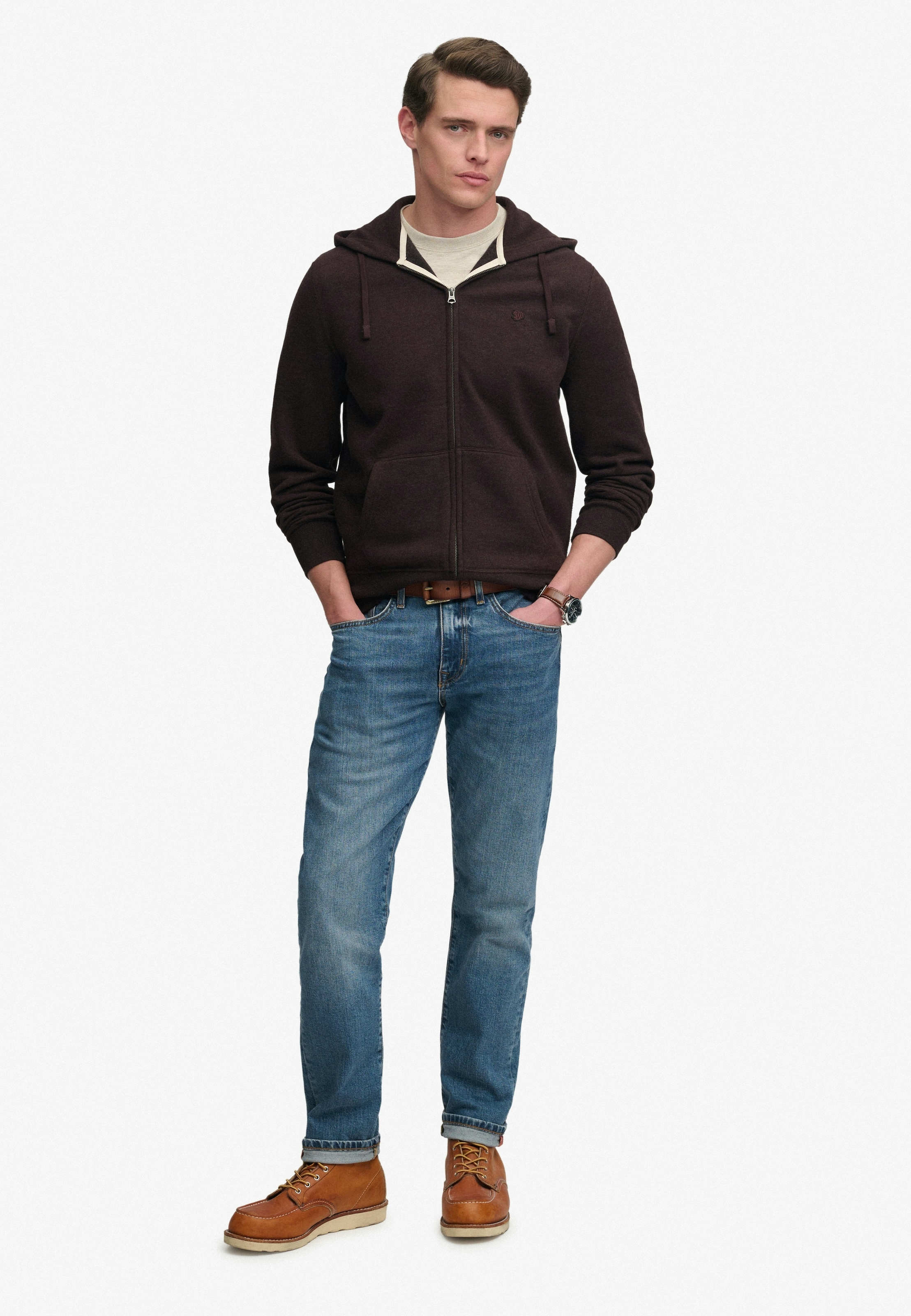 Superdry Sweat à capuche »ESSENTIAL SDCO LOGO ZIPHOOD« mélange coton, coupe régulière