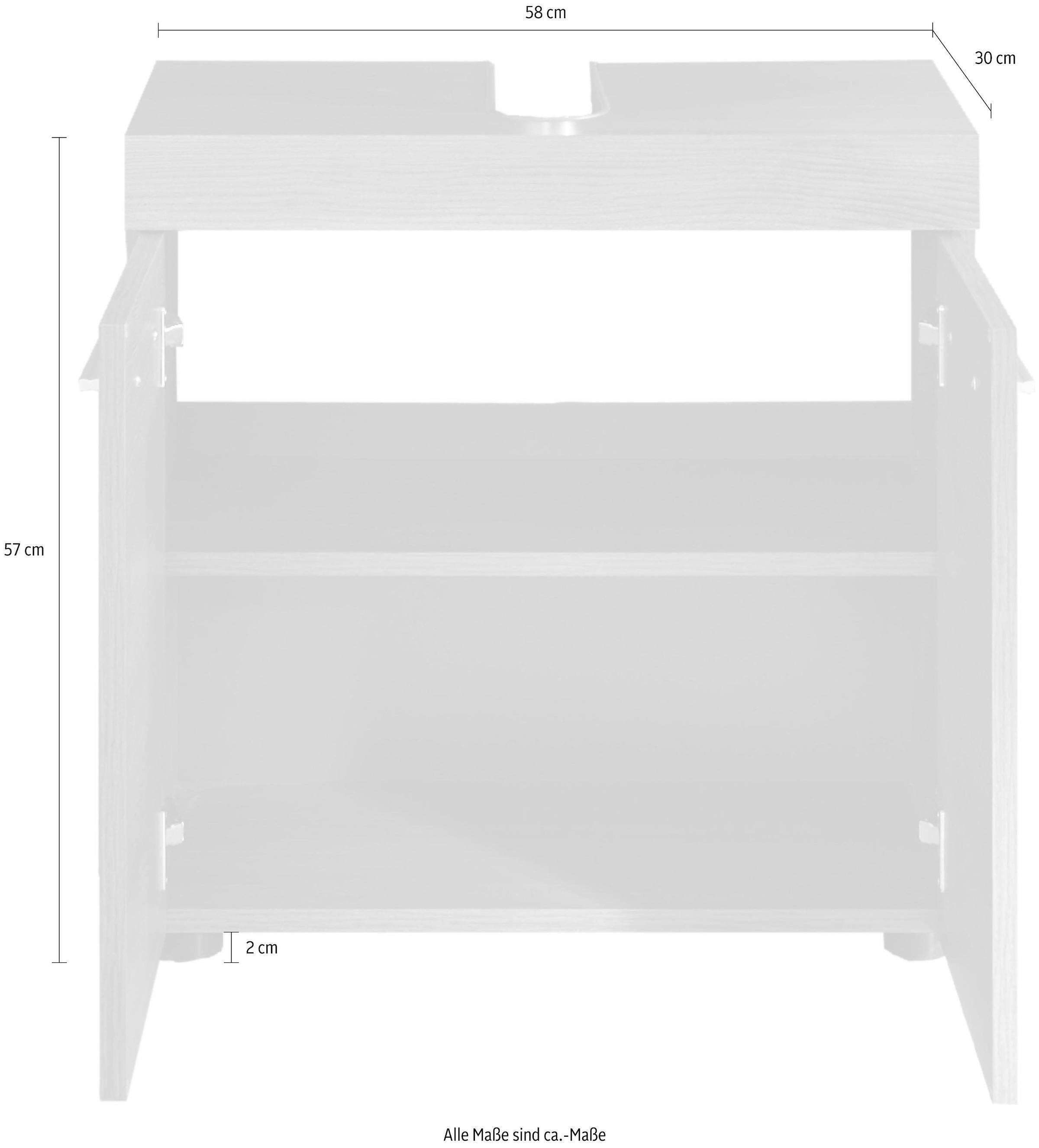 welltime Waschbeckenunterschrank »Royan«, Waschtisch mit 2 Fächern in Rauchsilberfarben - Masse (B/T/H) 58/31/57 cm