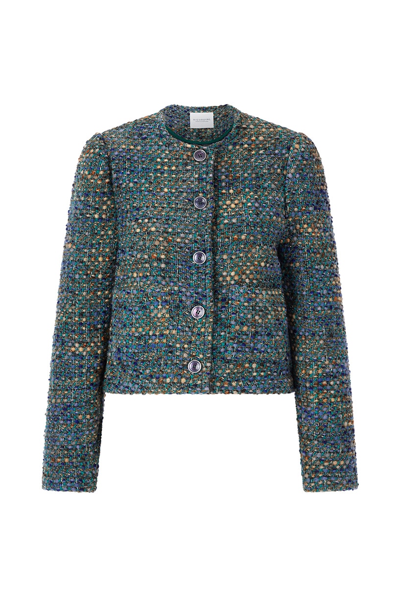 RICHROYAL Bouclèjacke ohne Kapuze Regular fit mit Rundhalsausschnitt, Woll-Anteil