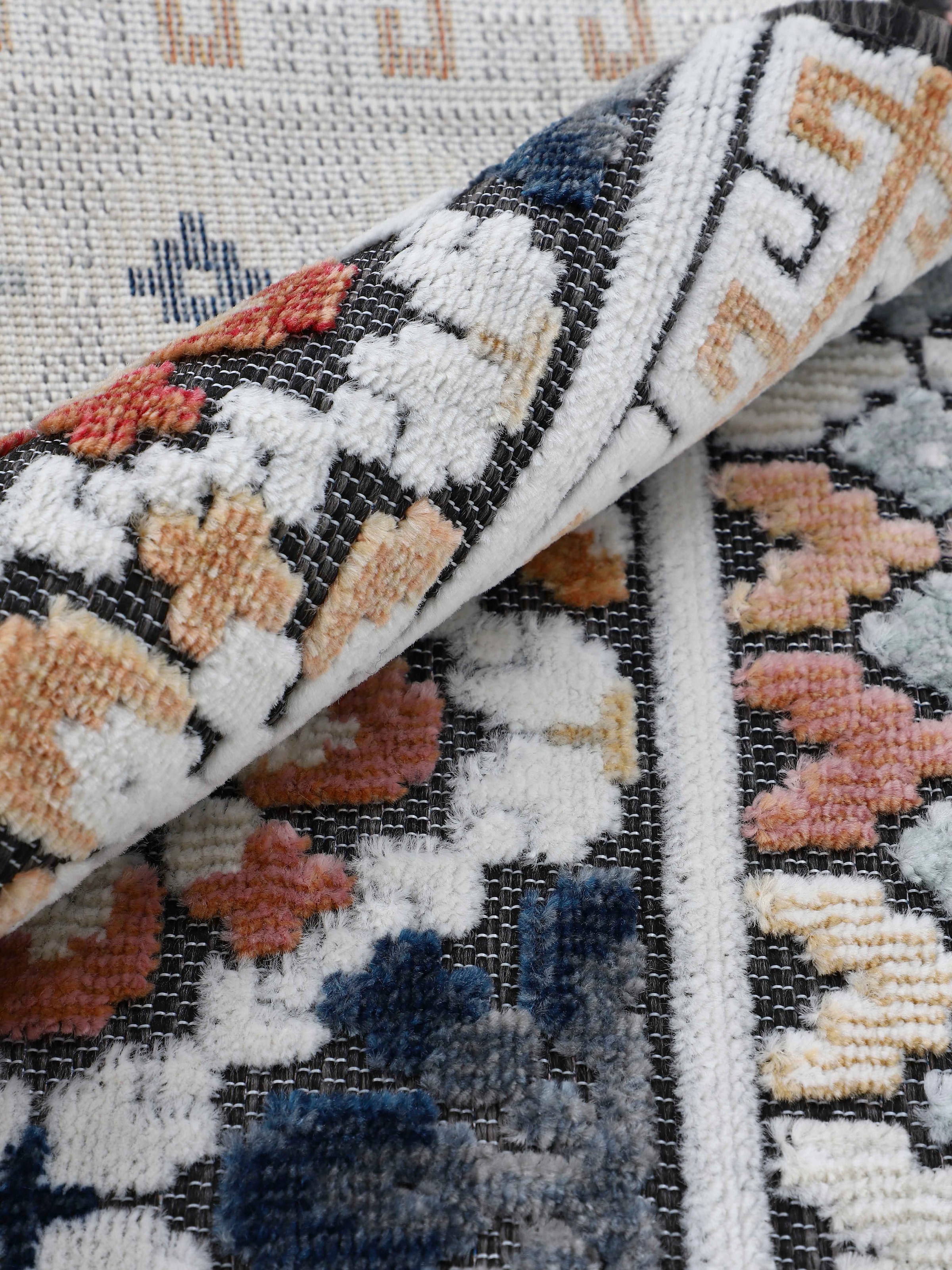 carpetfine Teppich »Deja 103« rechteckig 4 mm Höhe robustes Flachgewebe, Floral, In- und Outdoor, Läufer