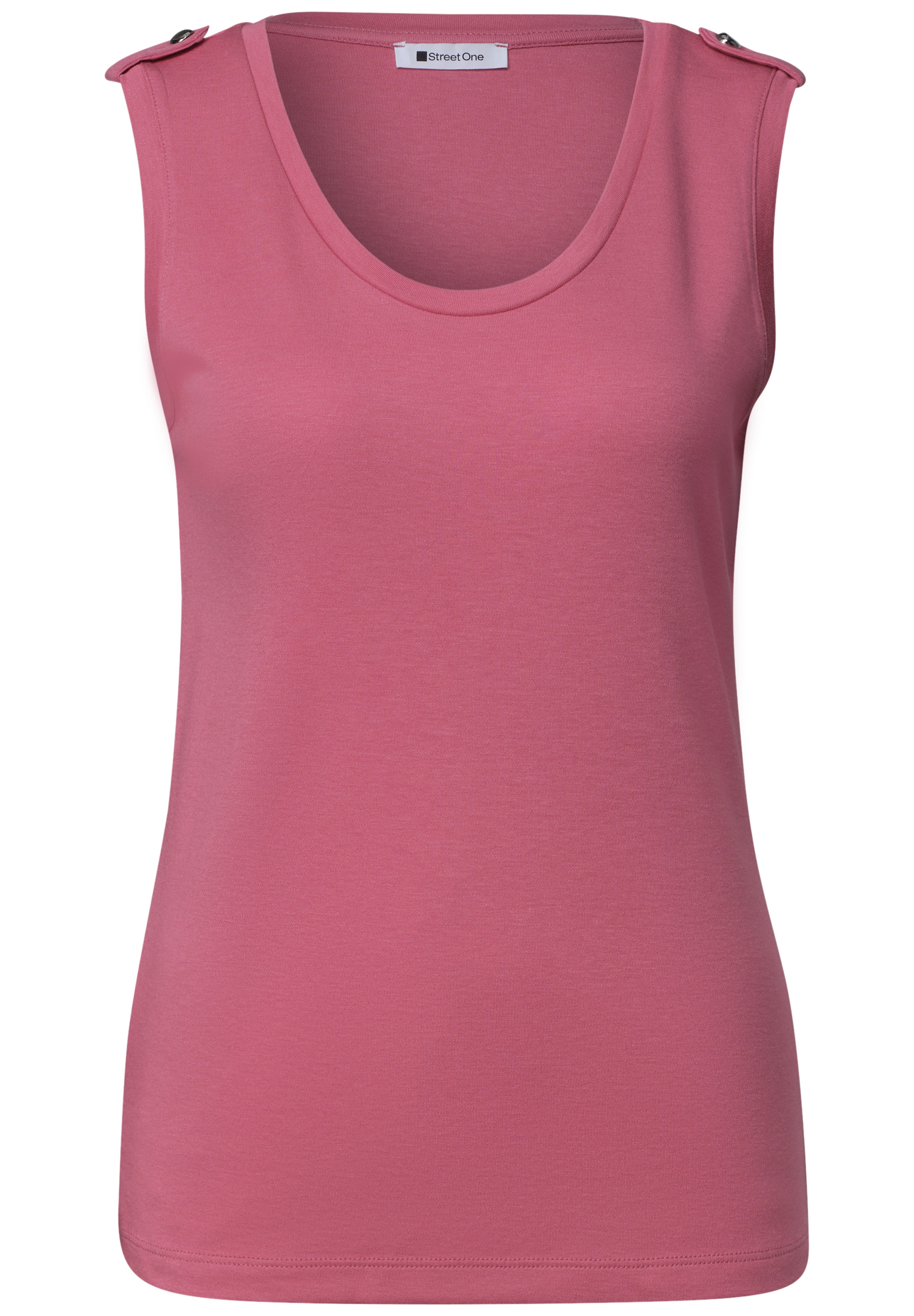 STREET ONE Shirttop Sommertop mit V-Neck und Knopfdetail