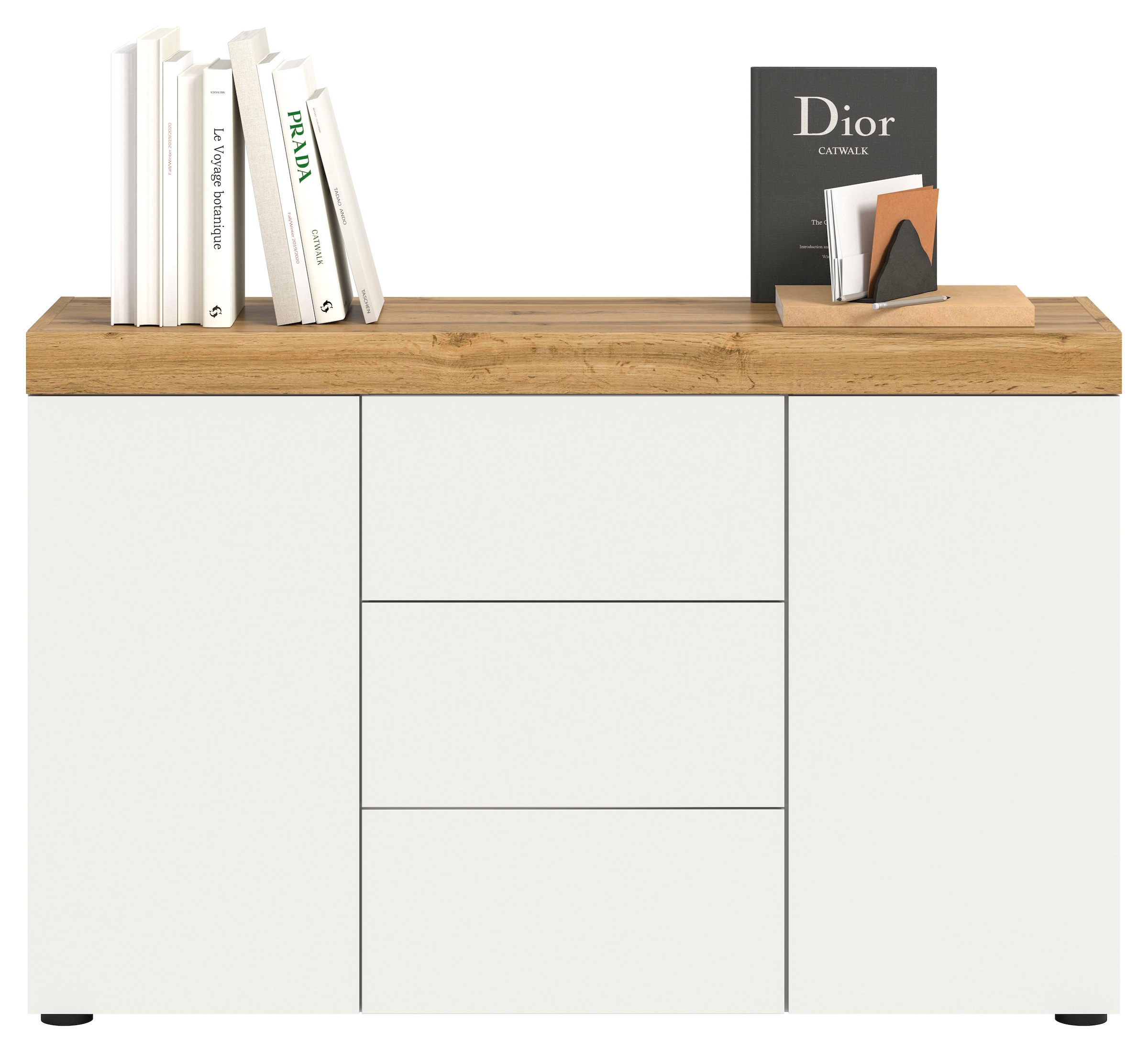 GOODproduct Buffet »MAMBO, Breite 125cm, 2 Türen, 3 Schubkästen, push-2-open« 2 farbige Ausführung, in verschiedenen Farben erhältlich, 1 cuis tlg. Sideboard, Kommode, Wohnzimmer, Flur, Arbeitszimmer