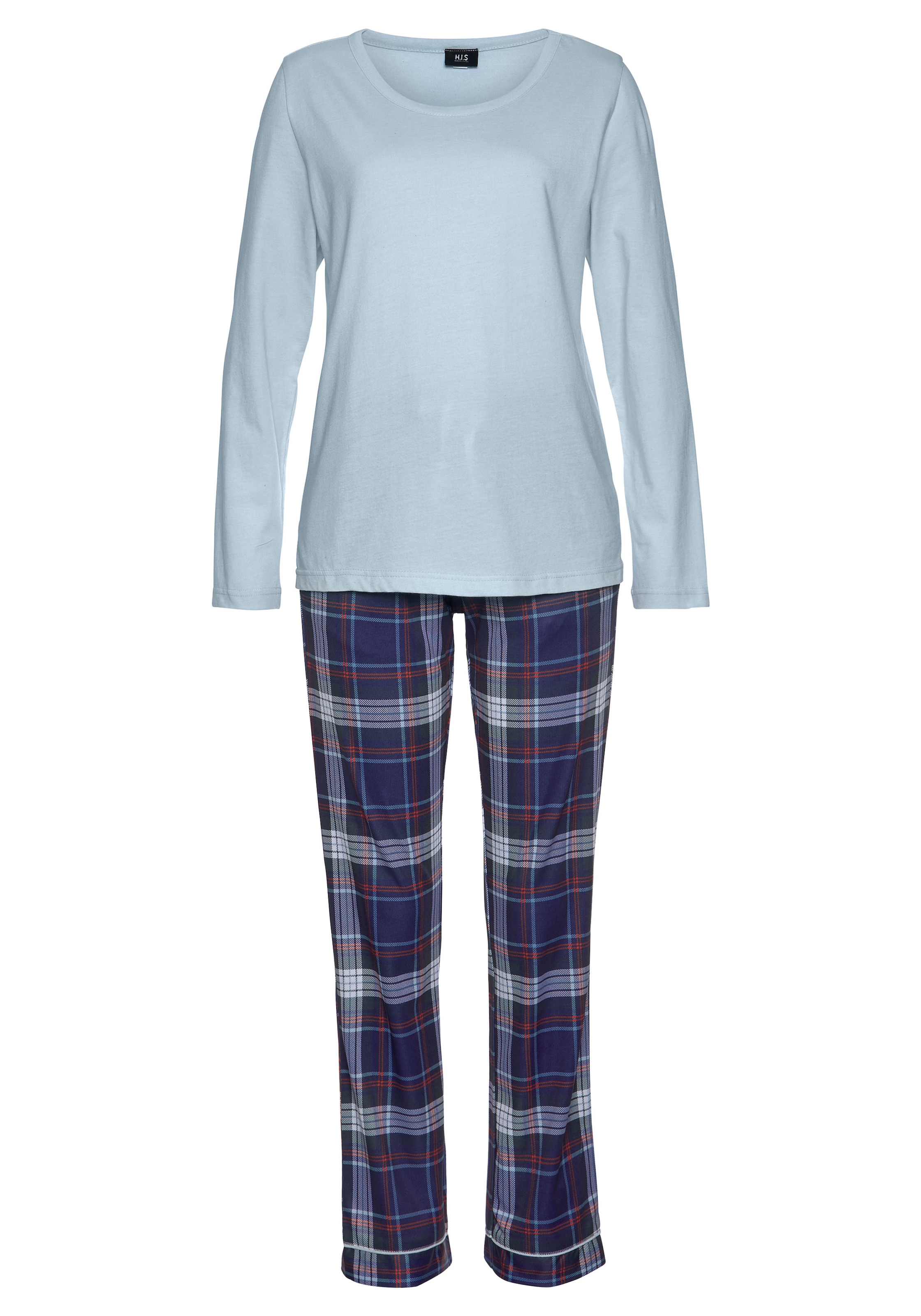 ♕ H.I.S Pyjama, (2 tlg., 1 Stück), mit karierter Schlafhose  versandkostenfrei bestellen