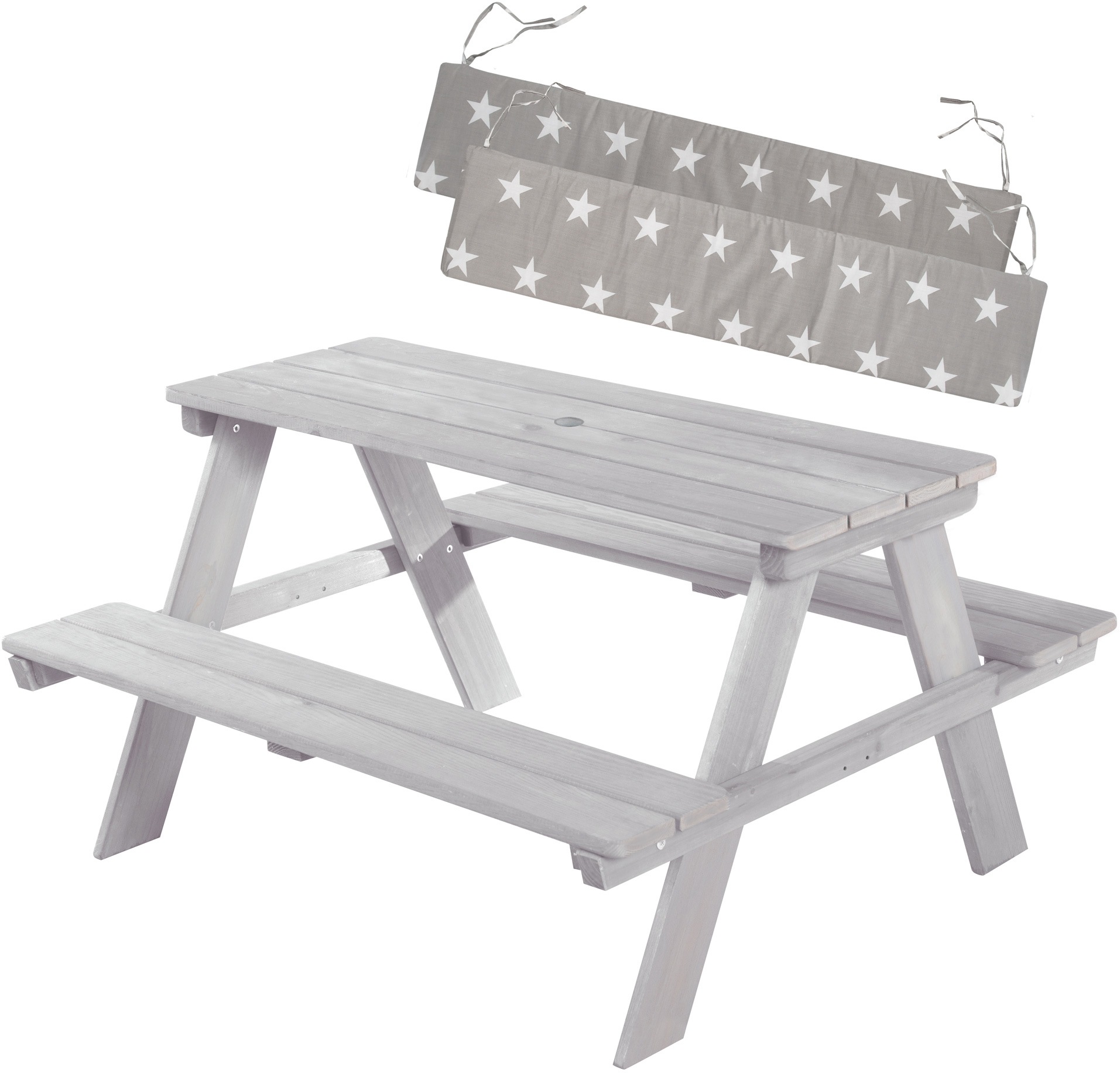 Image of roba Kindersitzgruppe "Picknick for 4 Outdoor +, Grau" Set, mit abgerundeten Ecken; inklusive Sitzauflagen Â"Little StarsÂ"