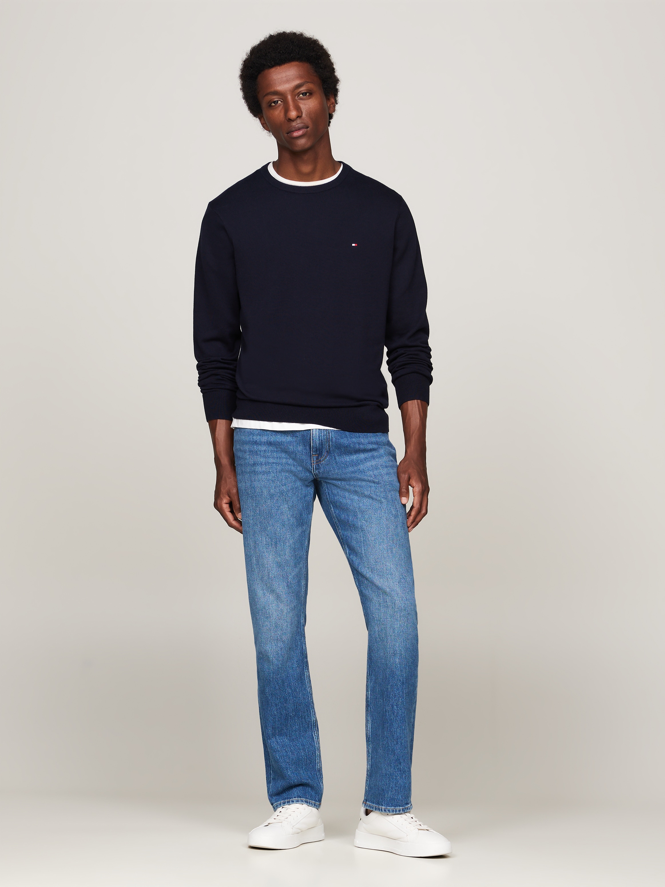 Tommy Hilfiger Rundhalspullover »ESSENTIAL COTTON CREW NECK«, 100% Baumwolle Crewneck Regular Fit Premium Mode