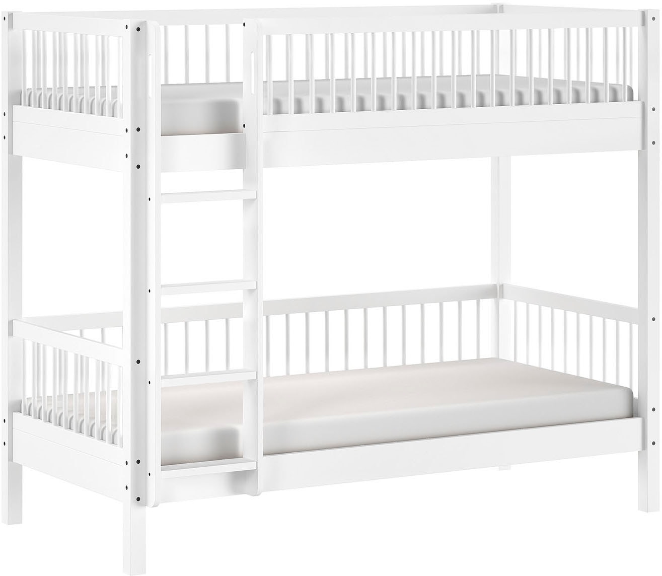Vipack Etagenbett »Buche massiv weiss, Made in Europe, langlebige Qualität« B/H/T ca. 208x176x98cm, inkl. Leiter, Absturzschutz oben umlaufend,  2 Lattenroste, wahlweise mit oder ohne Bettschublade