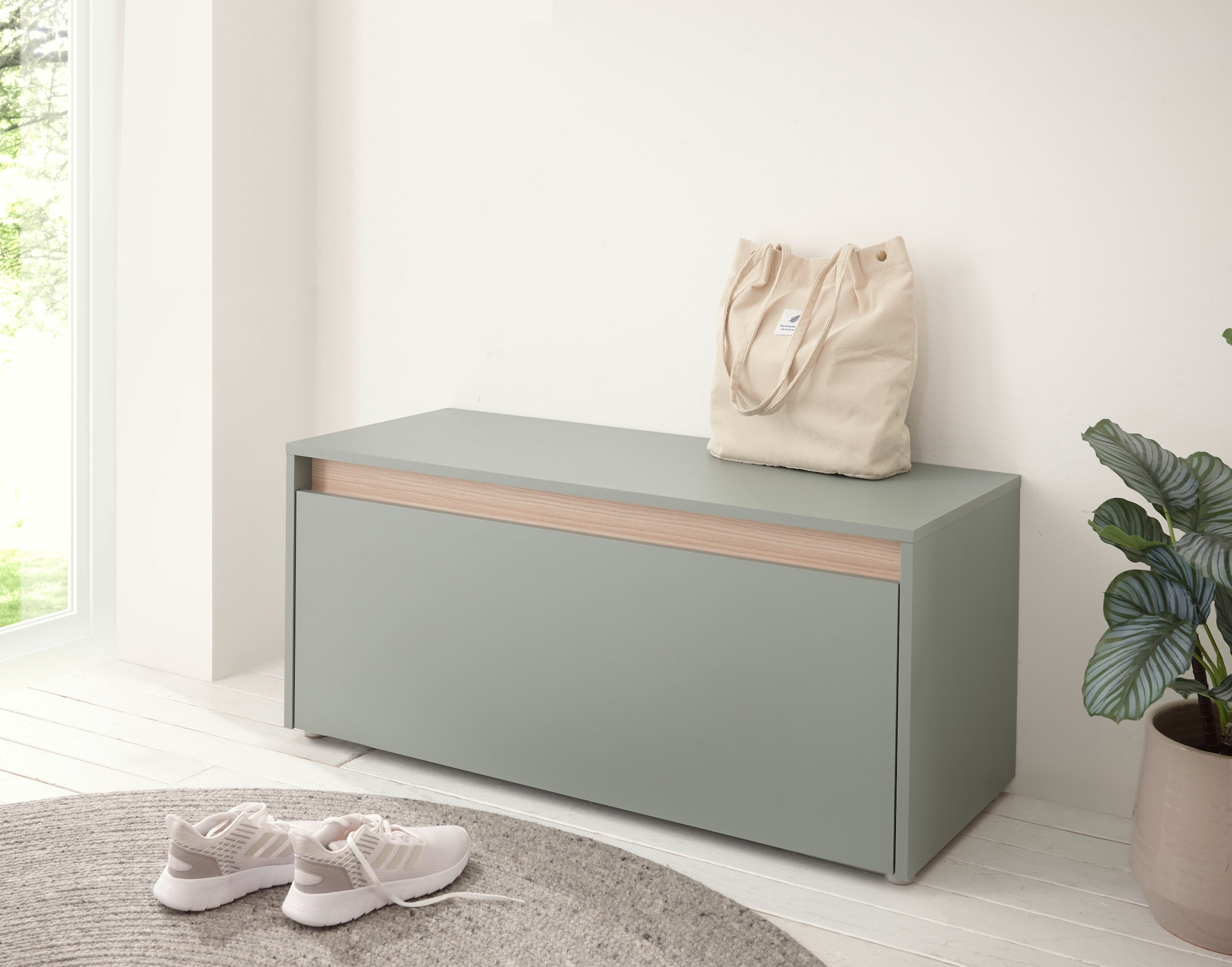 Image of Home affaire Schuhbank "GiRON/CiTY, Garderobenbank mit Klappe, Sitzbank in vier Farben" viel Stauraum, Platz für ca. 8 Paar Schuhe, 100 cm breit