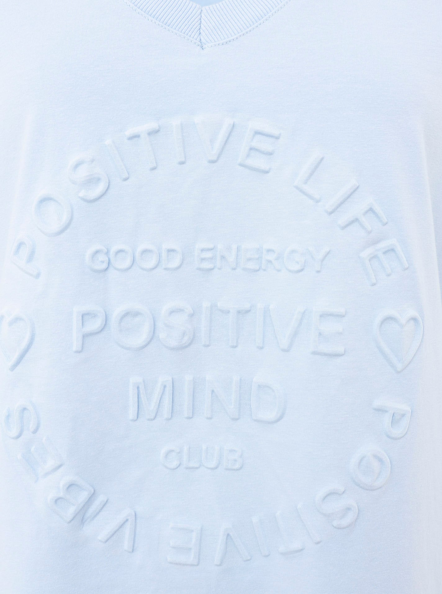 Zwillingsherz Kurzarmshirt »Oversizedshirt Stempeldruck "Positive Mind"«, mit V-Neck Ausschnitt und Stempeldruck, leicht oversized geschnitten