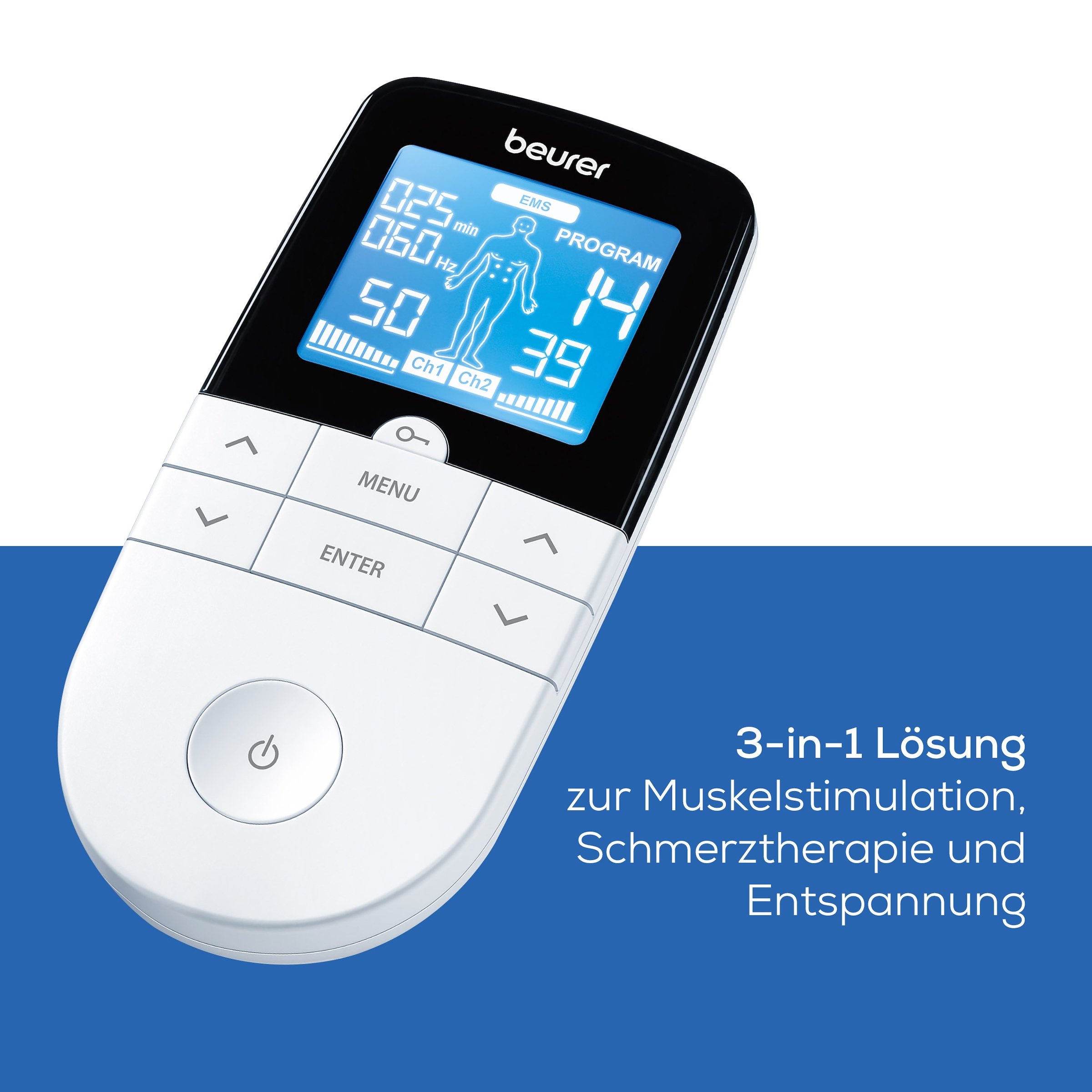 BEURER TENS-EMS-Gerät »EM 49 Reizstromgerät zur Schmerzlinderung mit 4 Elektroden«, 3-in-1: TENS (Schmerzlinderung), EMS (Muskelstimulation) und Massage