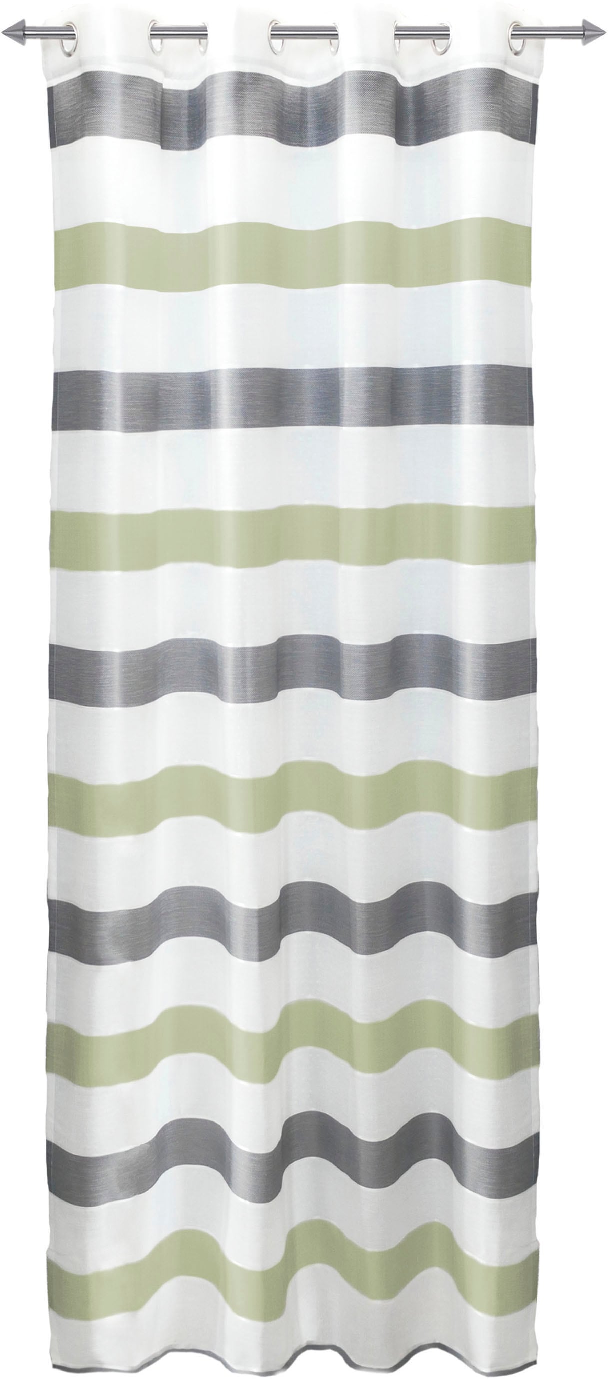 decolife Rideau »Liko« Œillet 1 cuis tlg. Ösenschal Liko grau-grün gestreift