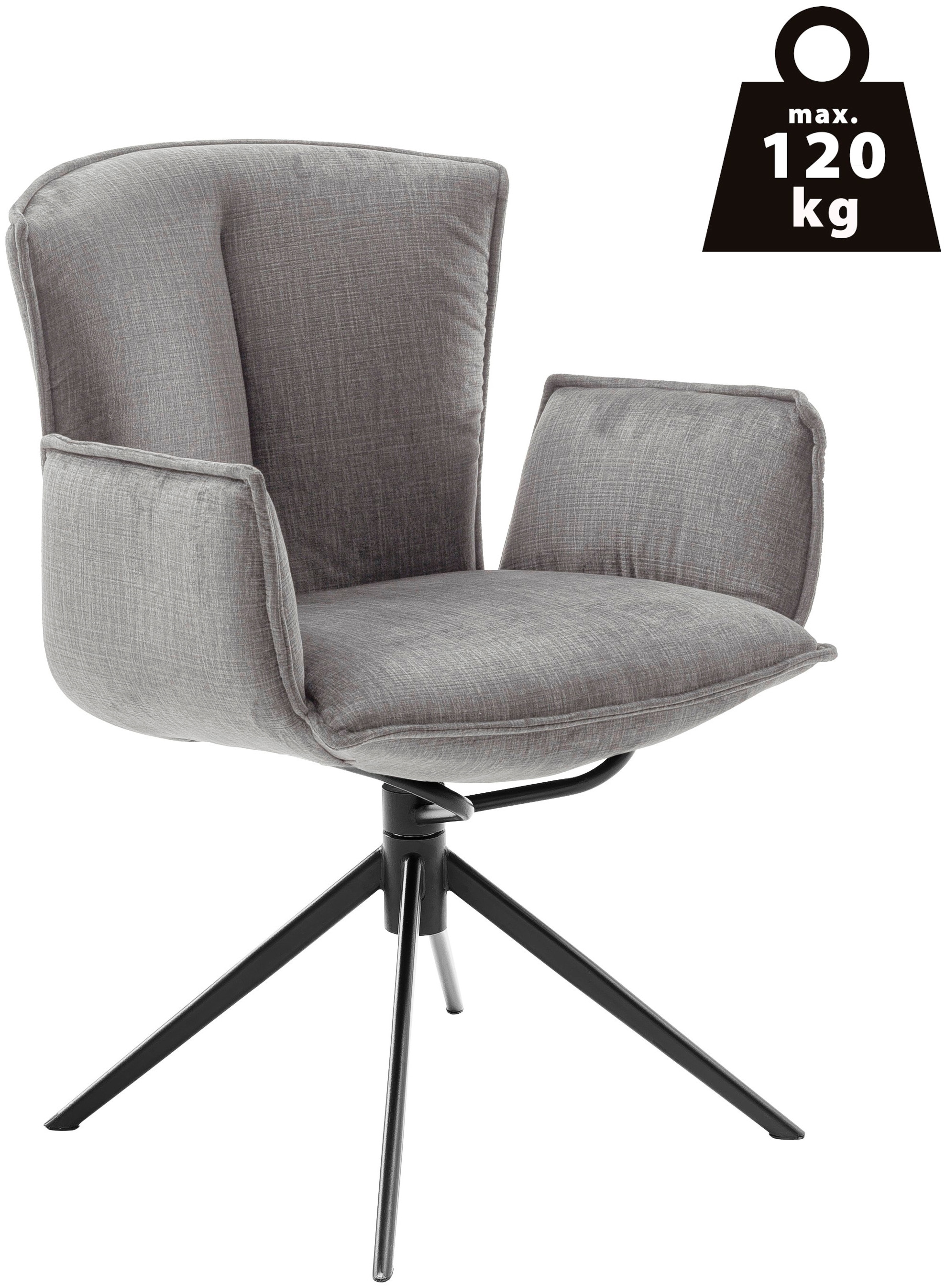 MCA furniture 4-Fussstuhl »NALON Esszimmerstuhl (2er Set) - Stuhl«, (Set), 2 St., Veloursstoff, 360° drehbar, Schwingfunktion, Metall, Veloursoptik, belastbar 120 kg