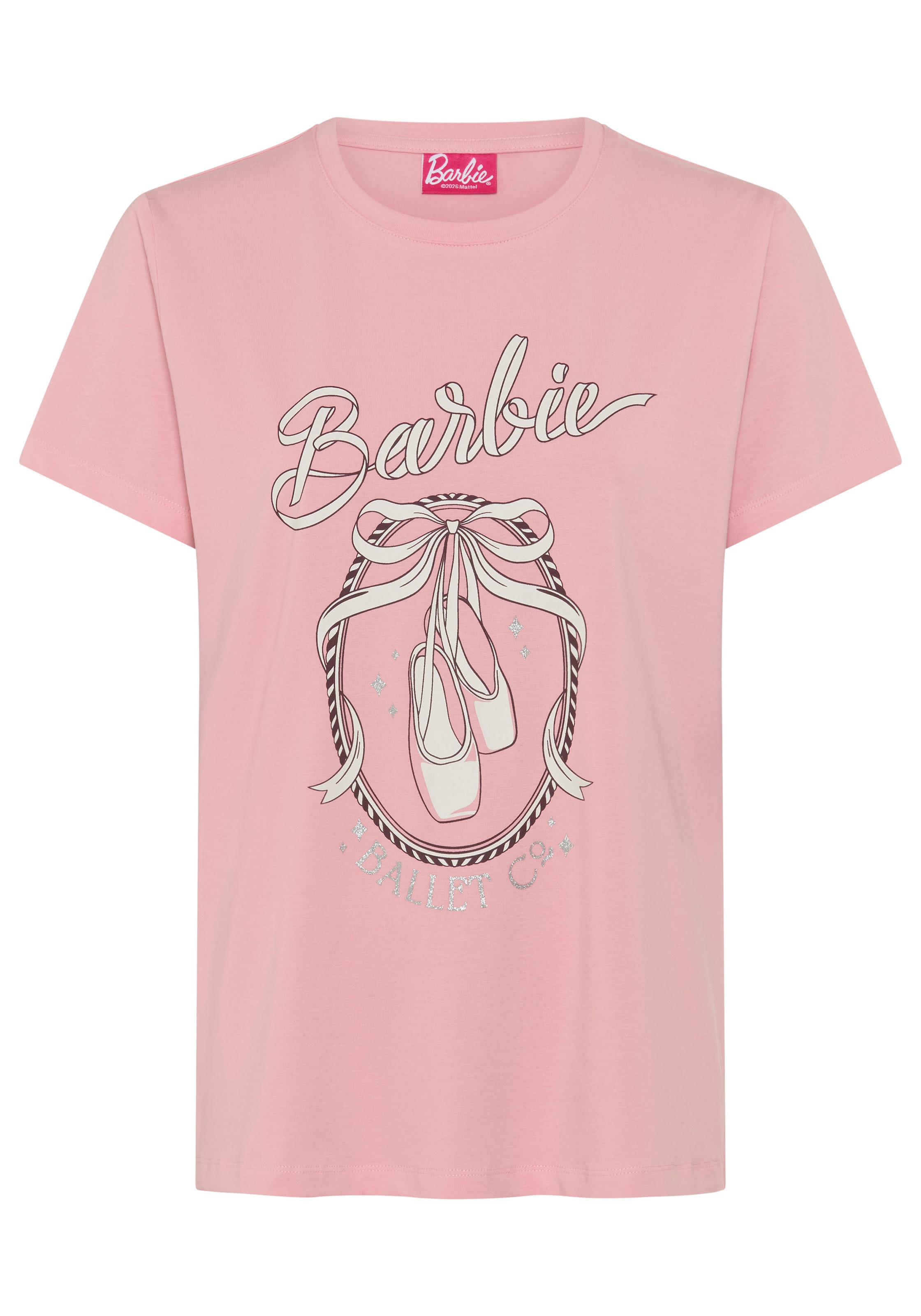 Laura Scott T-Shirt »BARBIE Glitzerdruck T-Shirt, Mattel« BARBIE Nussknacker Style, schmale Passform, Kurzarm, modischer Stil