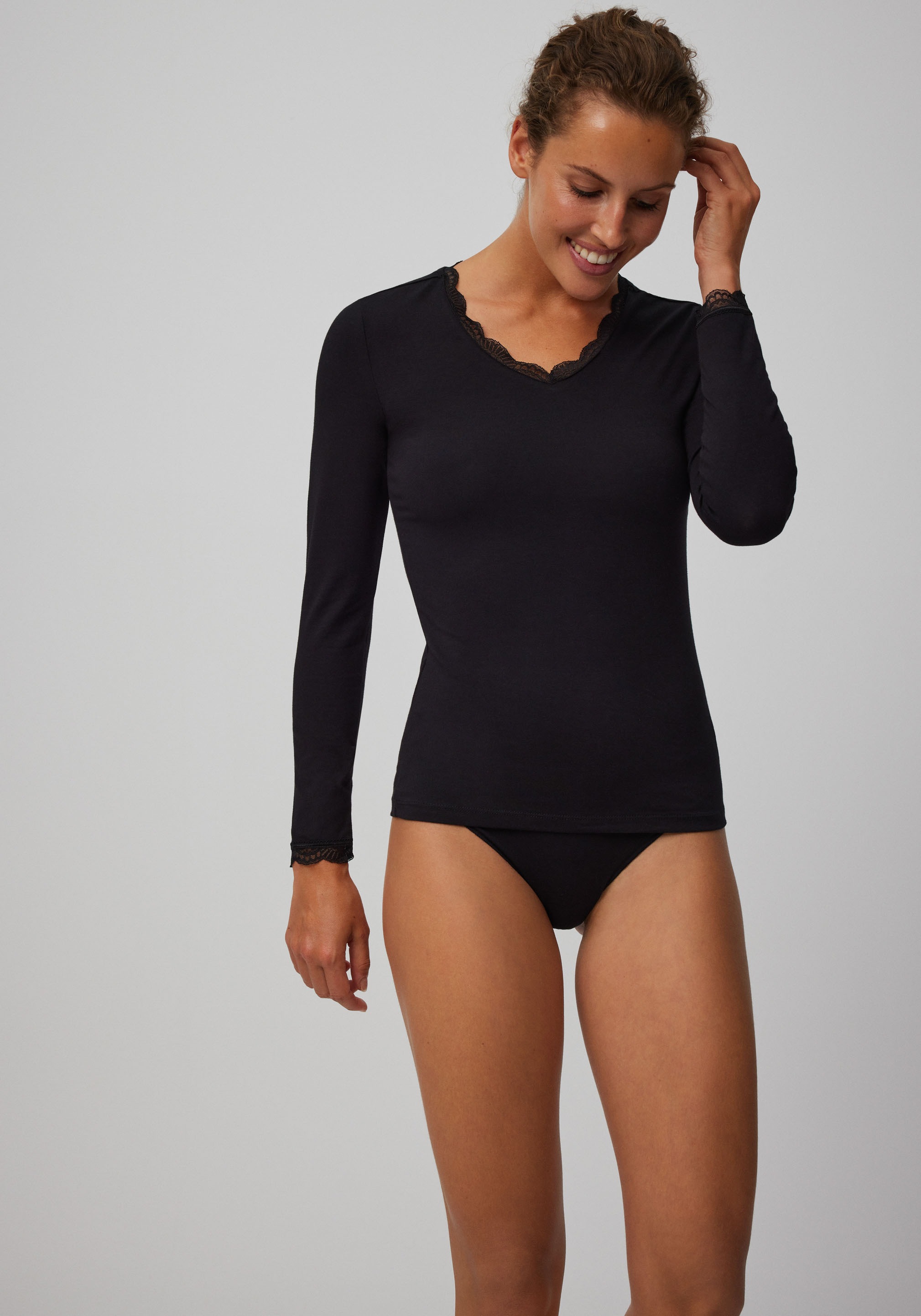 YSABEL MORA Langarmshirt »BASIC COLLECTION COTTON WITH LACE«, (3er Pack), das perfekte Basic-Longsleeve für jeden Tag