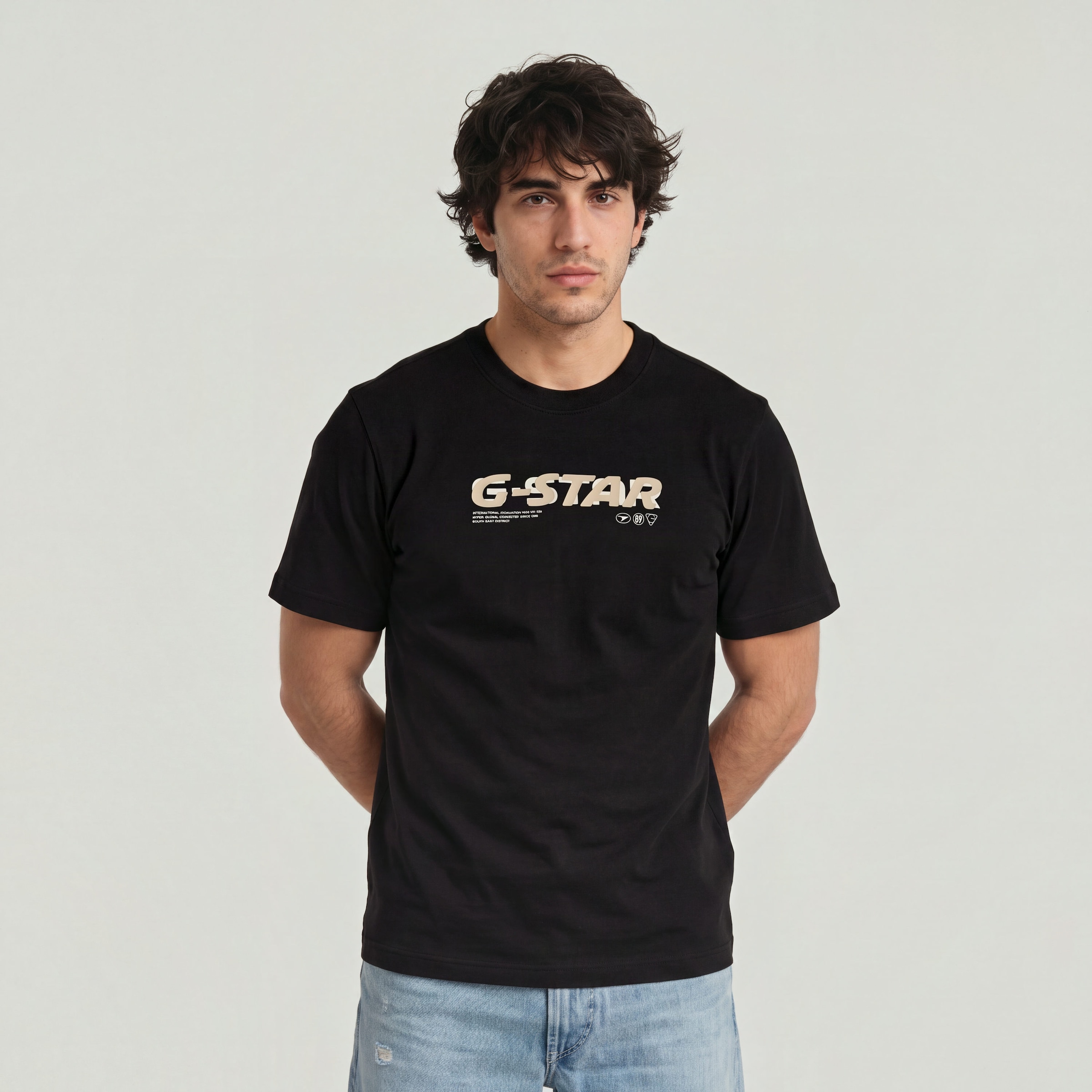 Image of G-STAR T-Shirt "Front Print Logo" aus reiner Baumwolle, Regular Fit