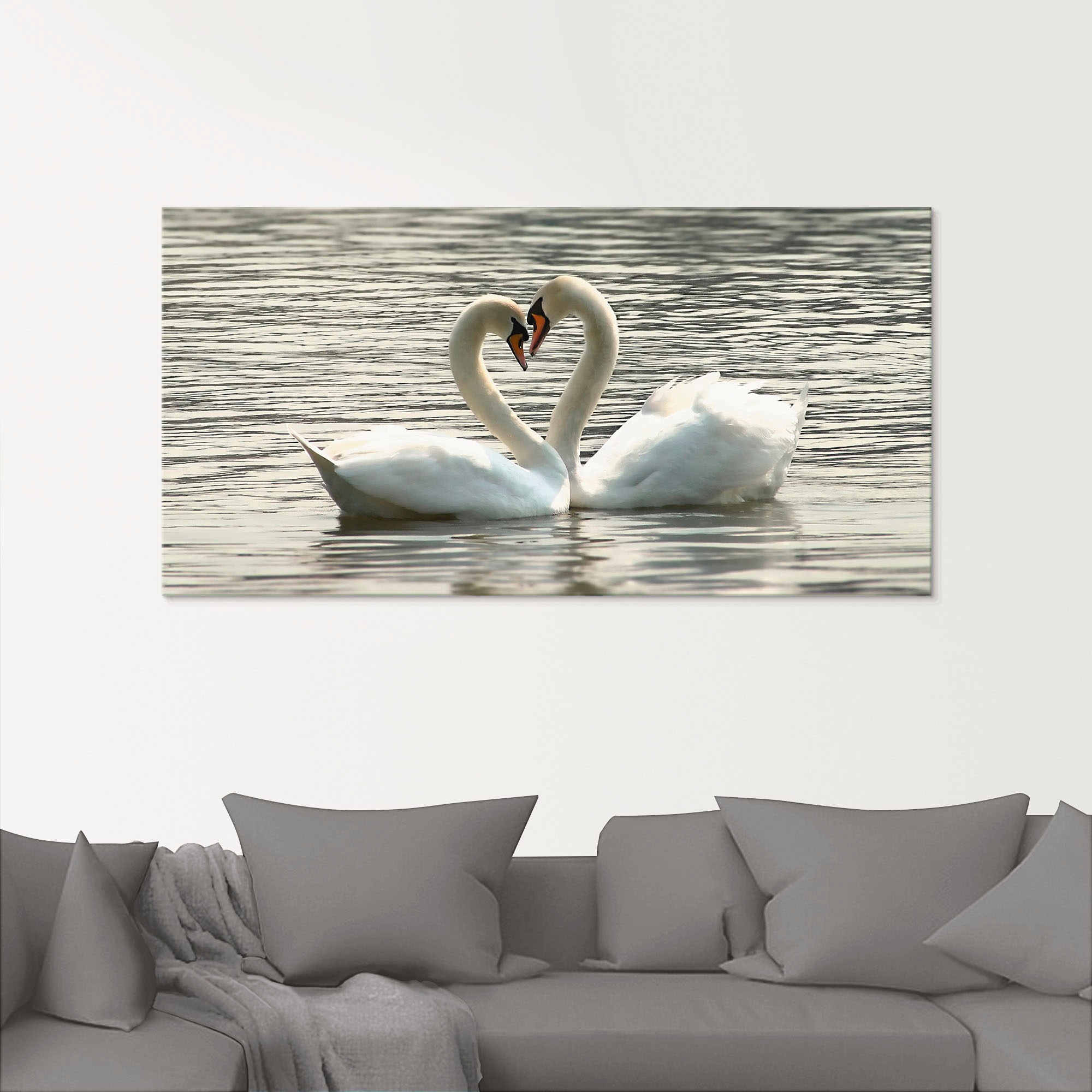 Artland Tableau en verre »Liebesspiel von Schwänen« Oiseaux 1 cuis tlg. disponible en différentes tailles