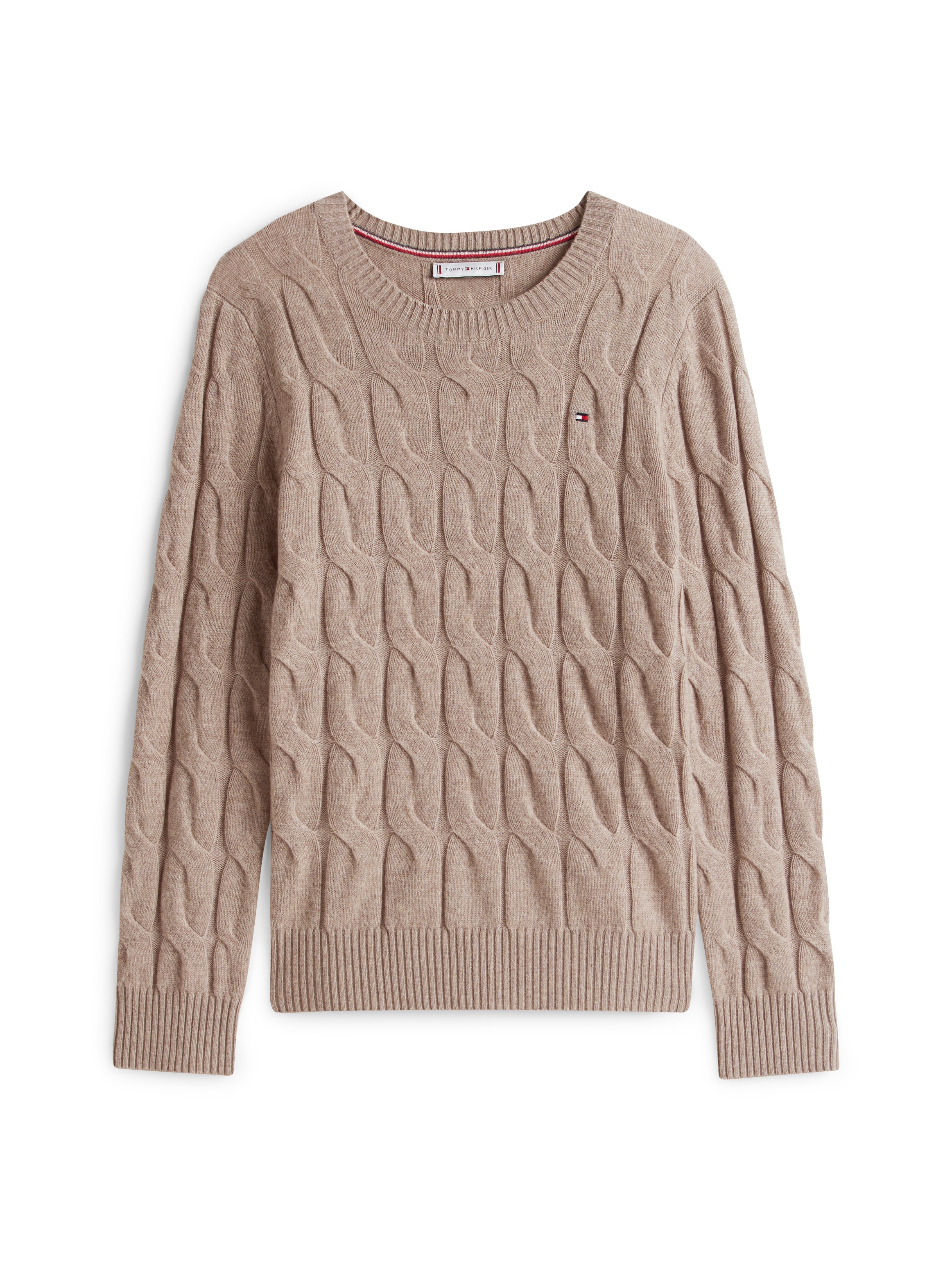 Tommy Hilfiger Pull en tricot »SOFT WOOL CABLE C-NK« mit Zopfmuster, aus reiner Wolle