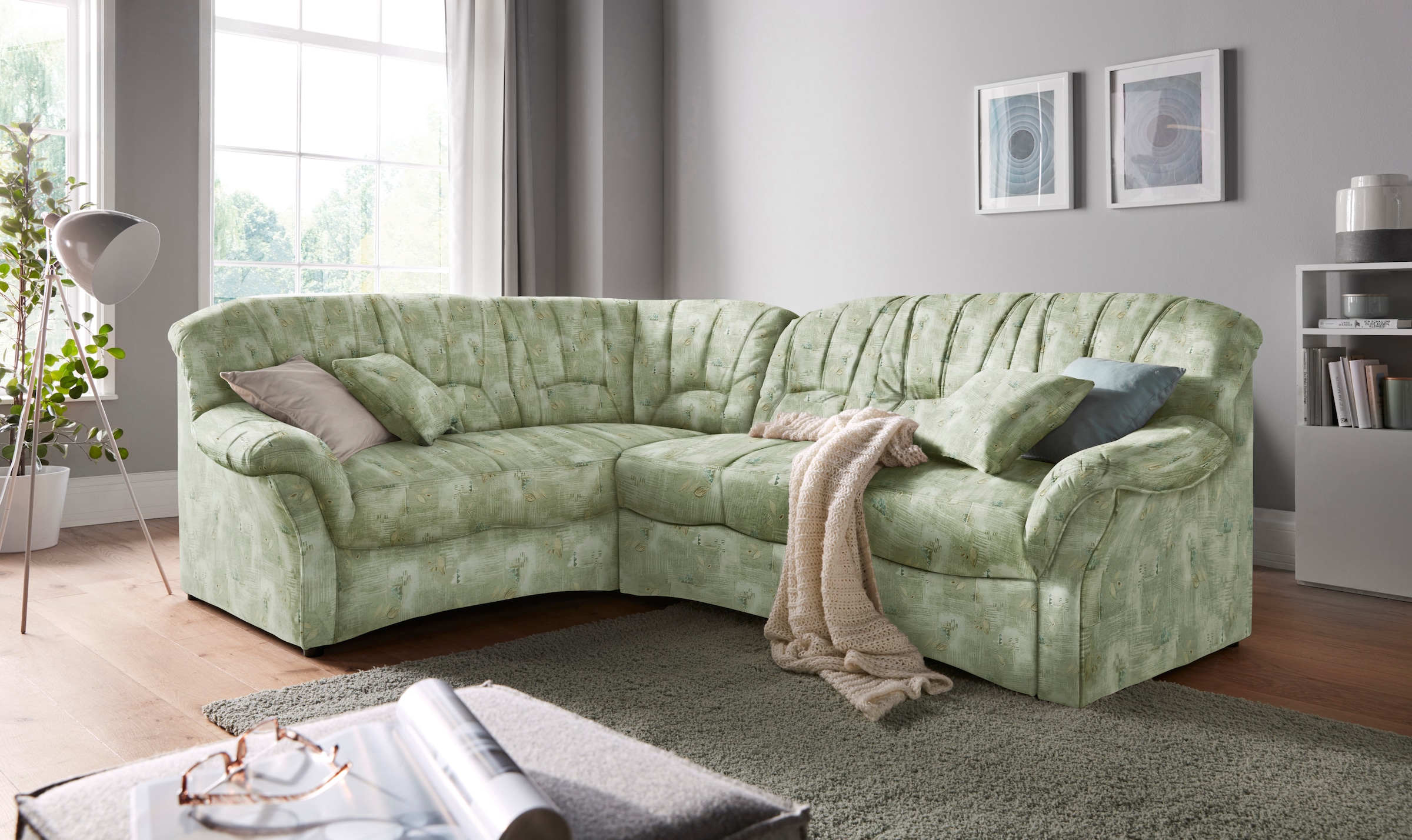 DOMO collection Ecksofa »Bahia L-Form, B/T: 256/200 cm, belastbar bis 140kg/Sitz, mit Federkern« Microfaser MELROSE®, mocca