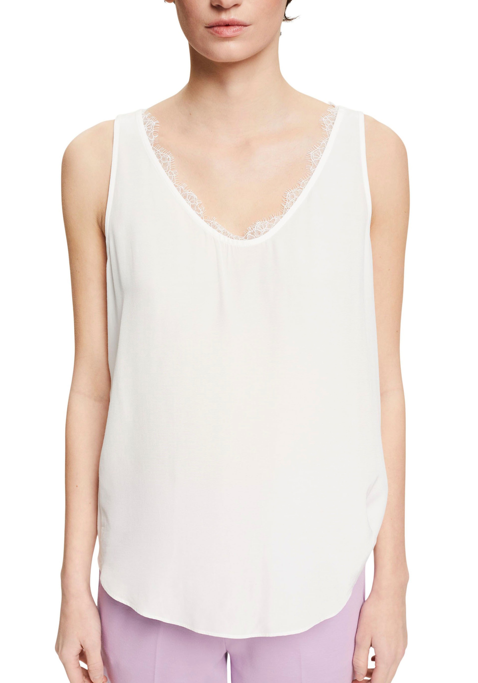 Image of Esprit Collection Blusentop, mit Spitzenborte am Ausschnitt bei Ackermann Versand Schweiz