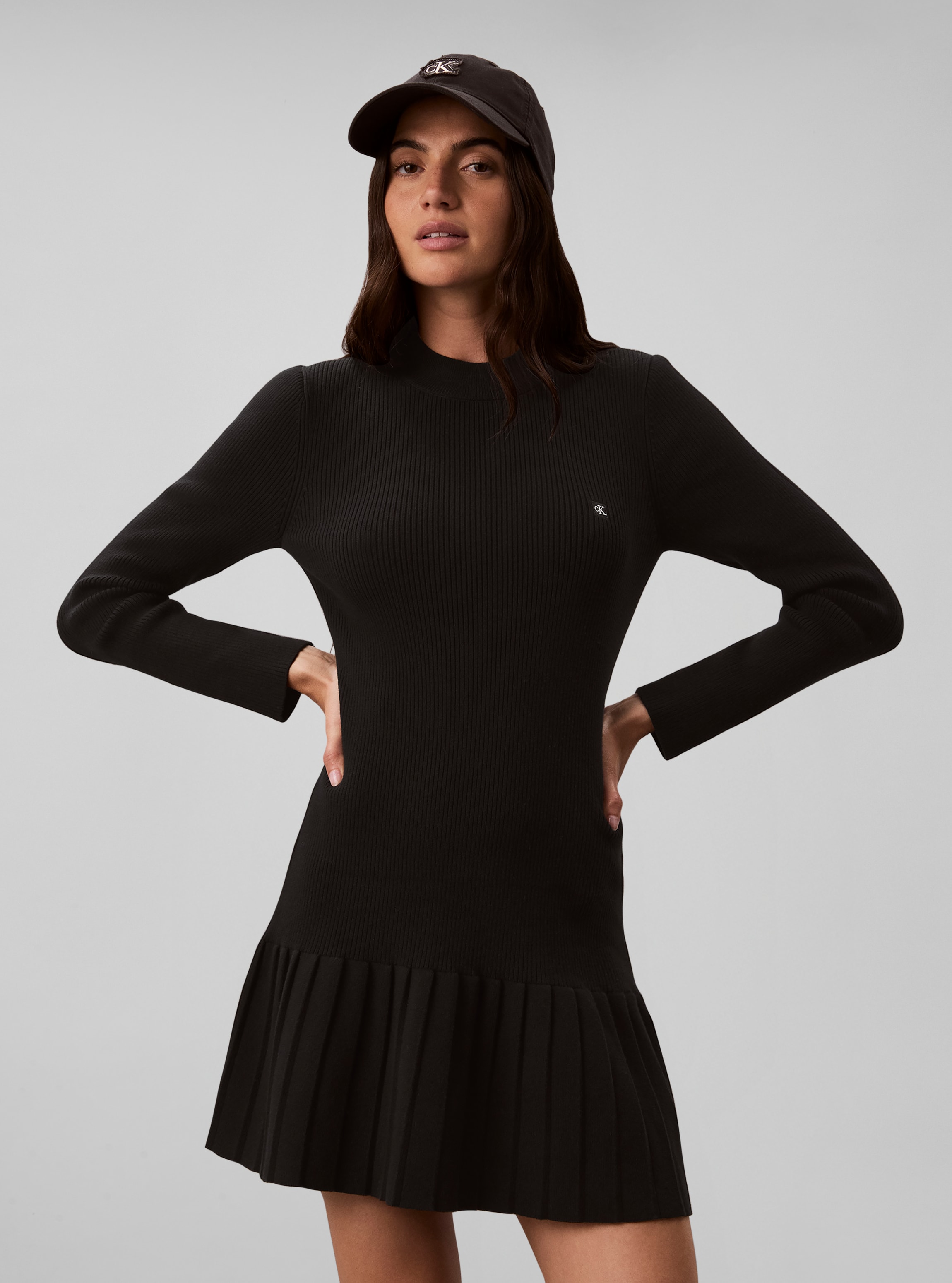 Image of Calvin Klein Minikleid "MOCKNECK MINIDRESS" Ohne Tasche Regular fit mit Falten