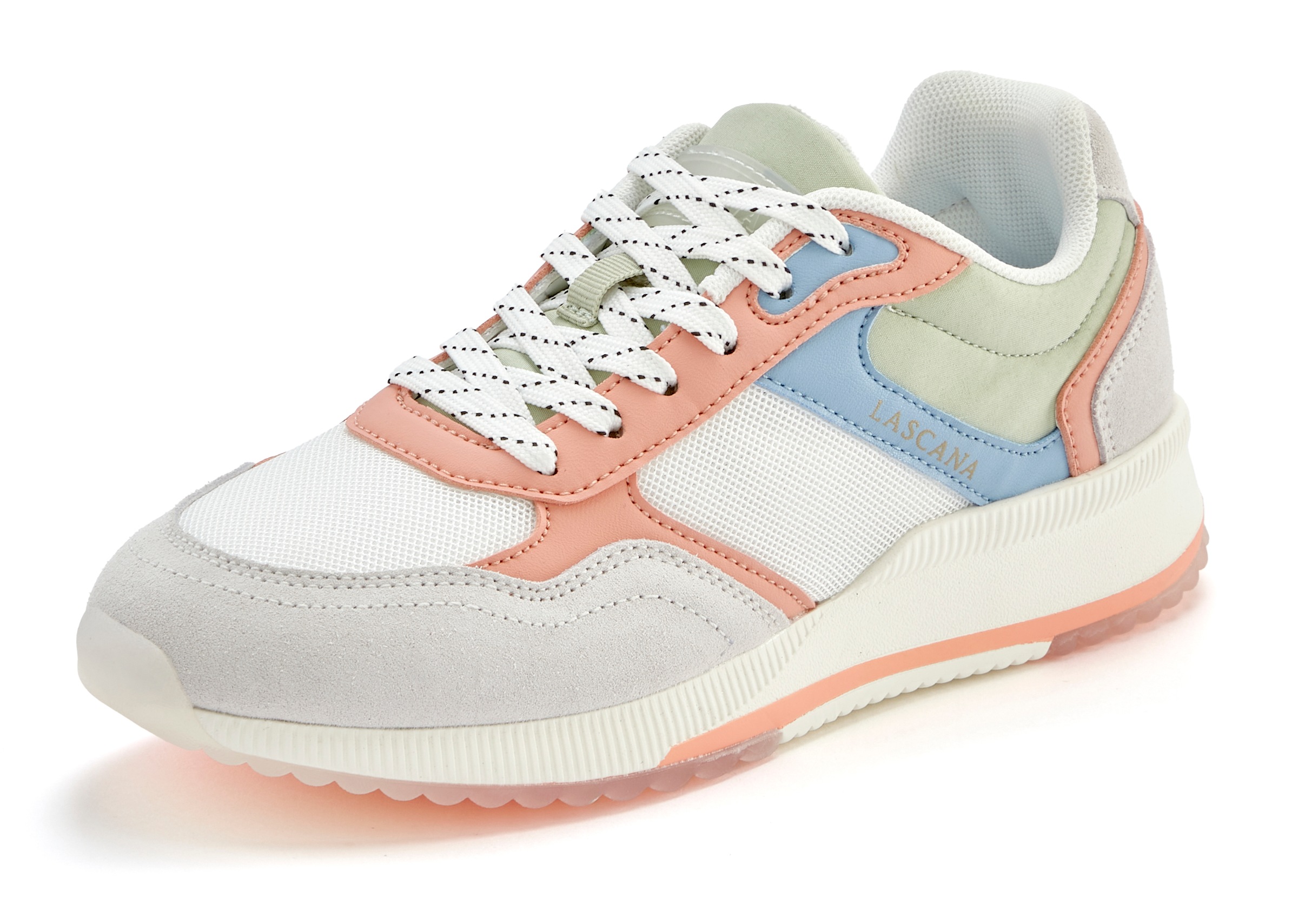 LASCANA Sneaker »Schnürschuh, Halbschuh, Freizeitschuh«, mit Lederanteil in mehrfarbiger Optik