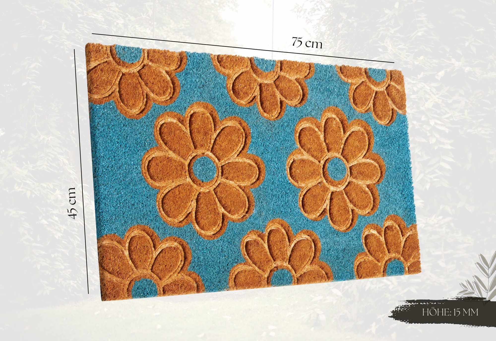 HANSE Home Fussmatte »Mix Mats Kokos Flowers, Türmatte«, rechteckig, 15 mm Höhe, Strapazierfähig, pflegeleicht, robust, wetterfest, UV-beständig