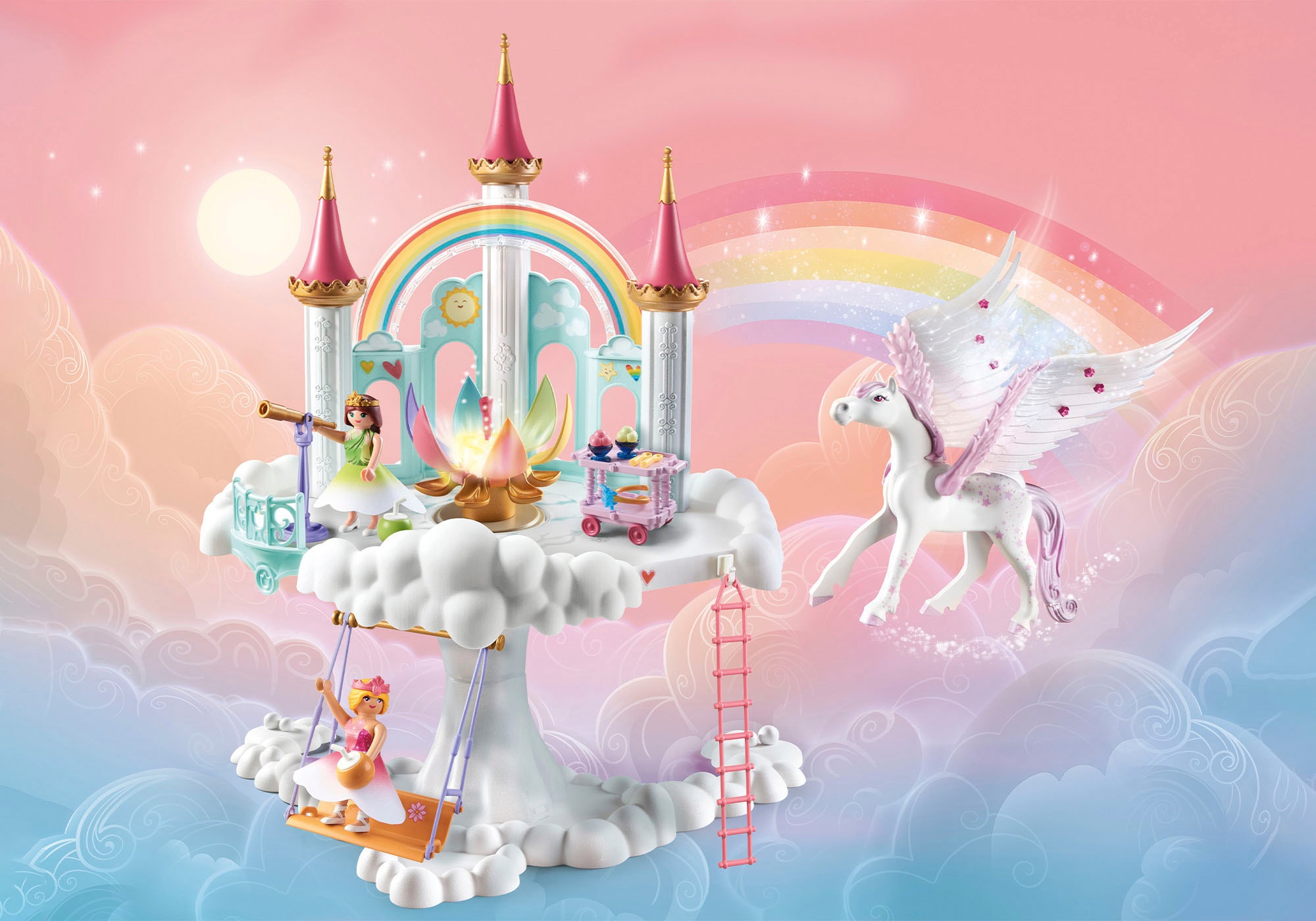 Playmobil® Konstruktions-Spielset »Himmlisches Regenbogenschloss (71359), Princess Magic«, (114 St.)