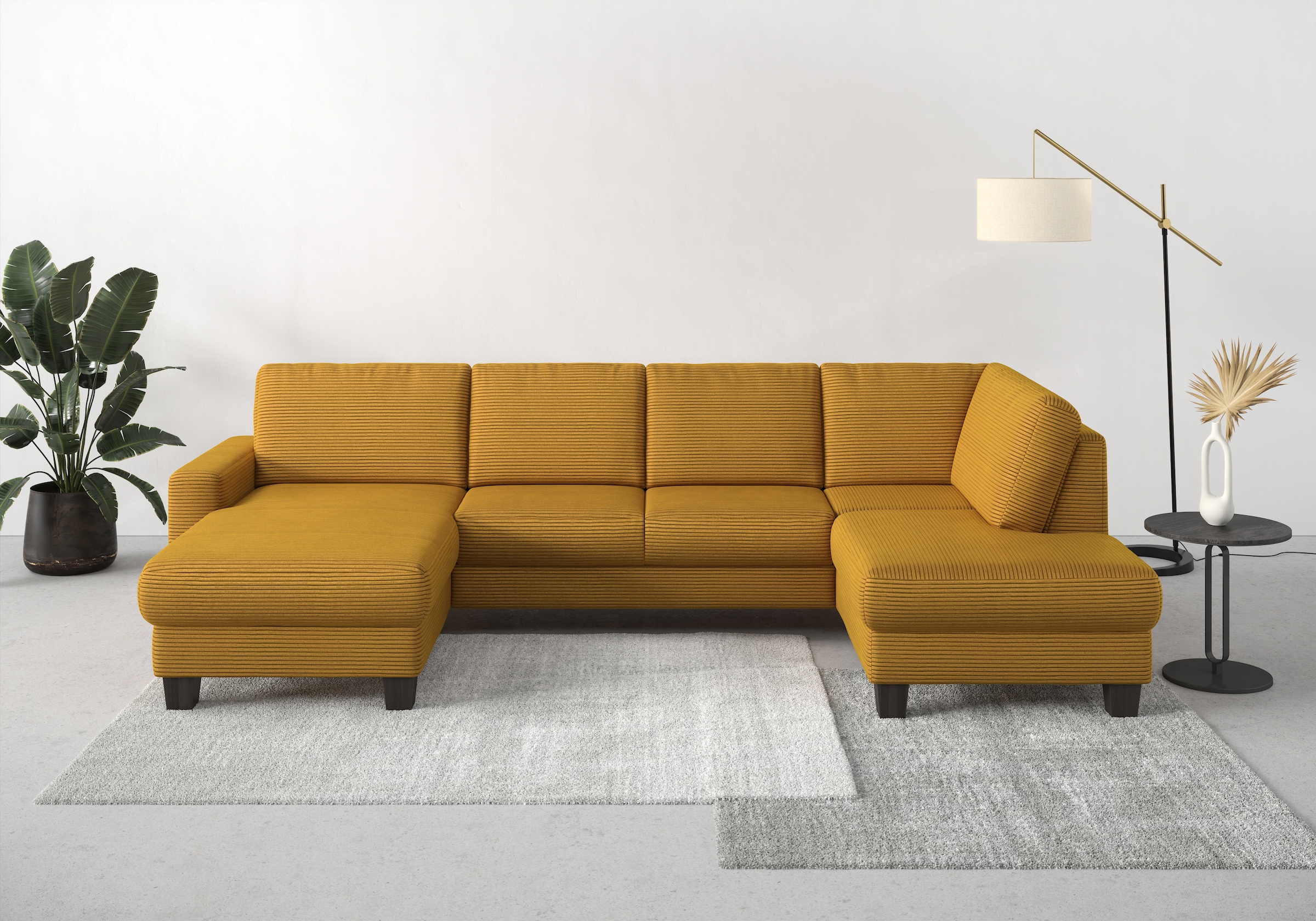 Home affaire Wohnlandschaft »Summer U-Form«, mit oder ohne Bettfunktion und Bettkasten, wengefarbene Holzfüsse