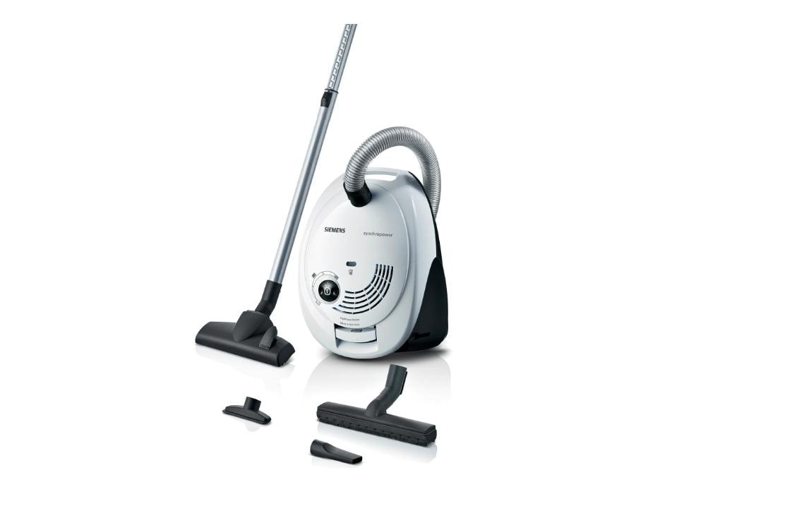 SIEMENS Bodenstaubsauger »VS06WH1T, Made in Germany, Hygiene-Filter, kompakt, leicht« 850 W mit Beutel hohe Saugkraft, spezielle Hartbodendüse, integriertes Zubehör, weiss