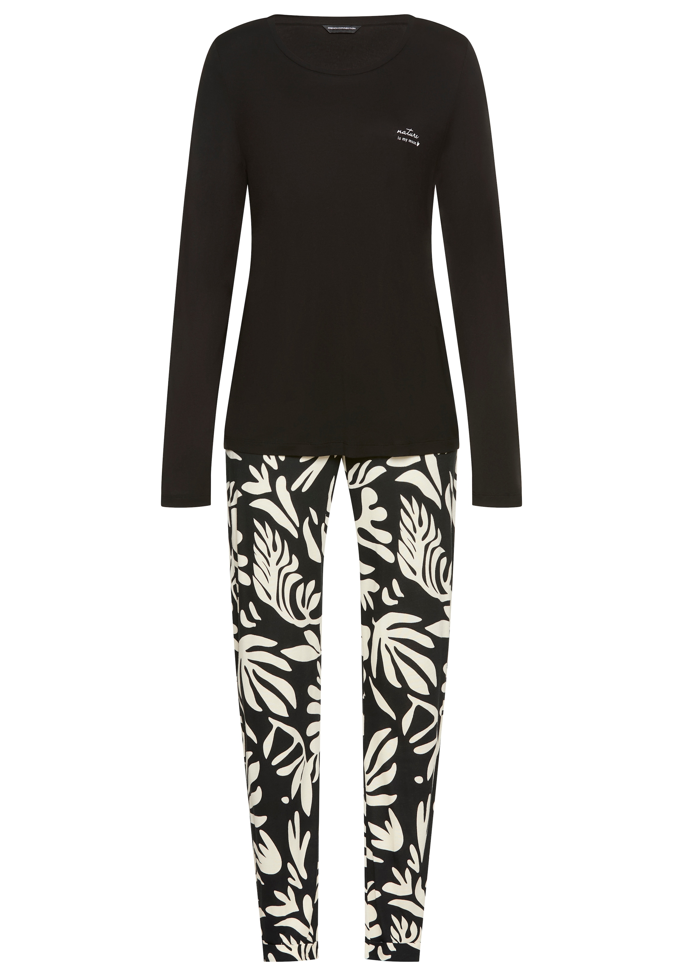 French Connection Pyjama Set, 2 im zeitlosen Schwarz-Weiss-Look