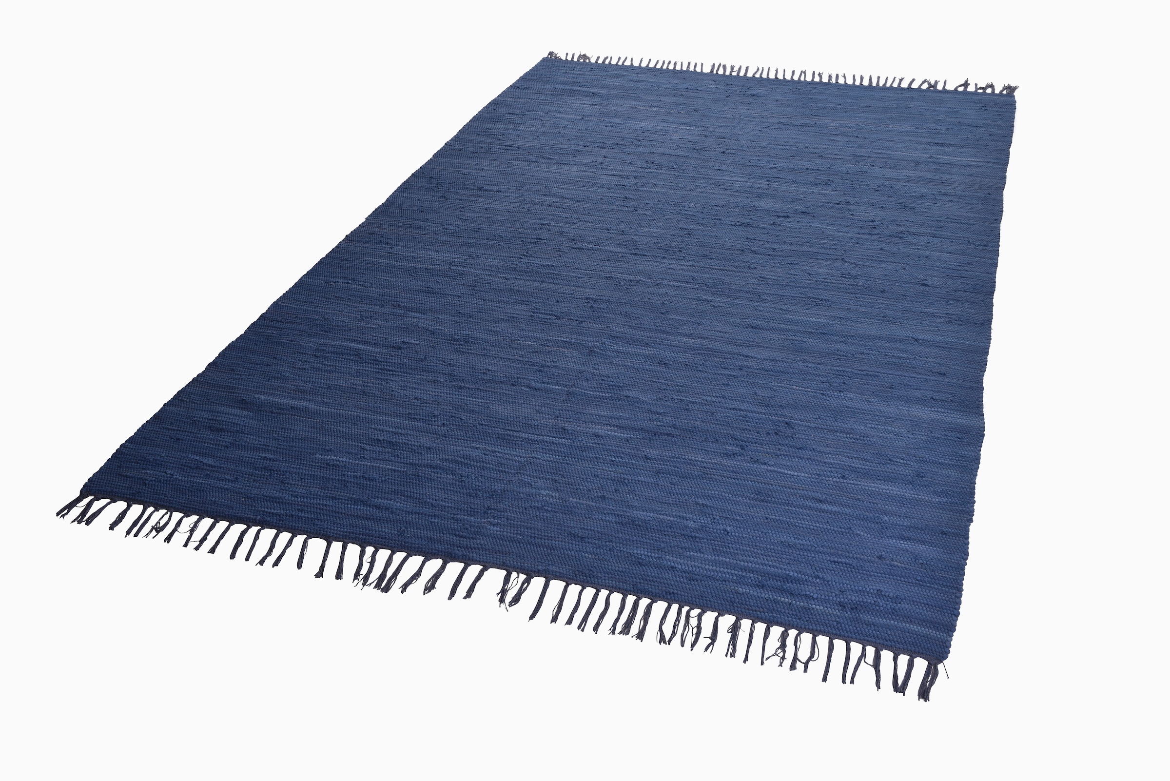 THEKO Cotton«, Teppich mit kaufen »Happy bequem Flachgewebe, Handweb Teppich, rechteckig, reine Fransen handgewebt, Baumwolle,