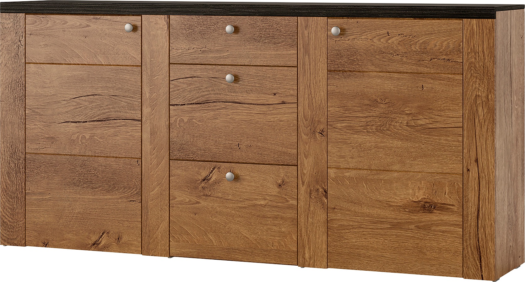 Image of GOODproduct Sideboard "Larona, zeitlose Kommode mit 2 Türen, 3 Schubkästen, Türkommode," Höhe 84 cm, viel Stauraum, Anrichte mit dekorativer Rahmenoptik