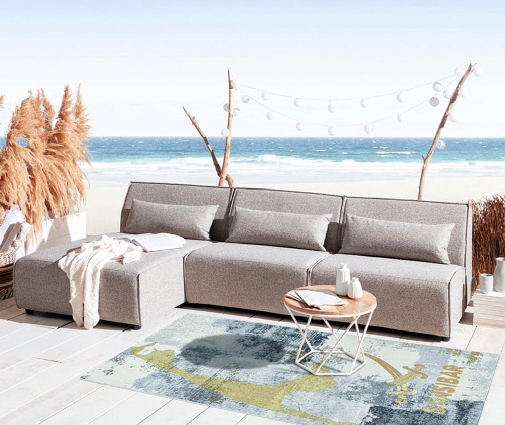 Sansibar Teppich »Rantum Beach SA-028«, rechteckig, Flachgewebe, modernes  Design, Motiv Sylt, In- und Outdoor geeignet kaufen